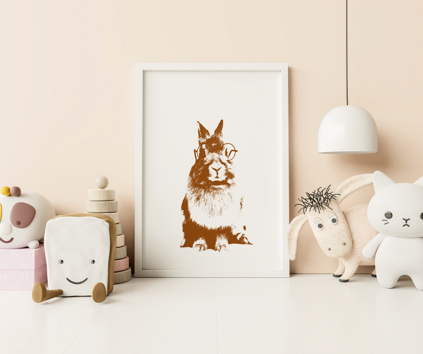 Brown woodland animal wall art, bunny nursery wall art décor- Print Only
