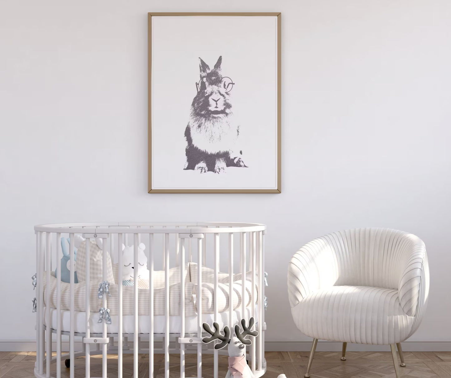 Nerd bunny, woodland animal wall art- Print Only