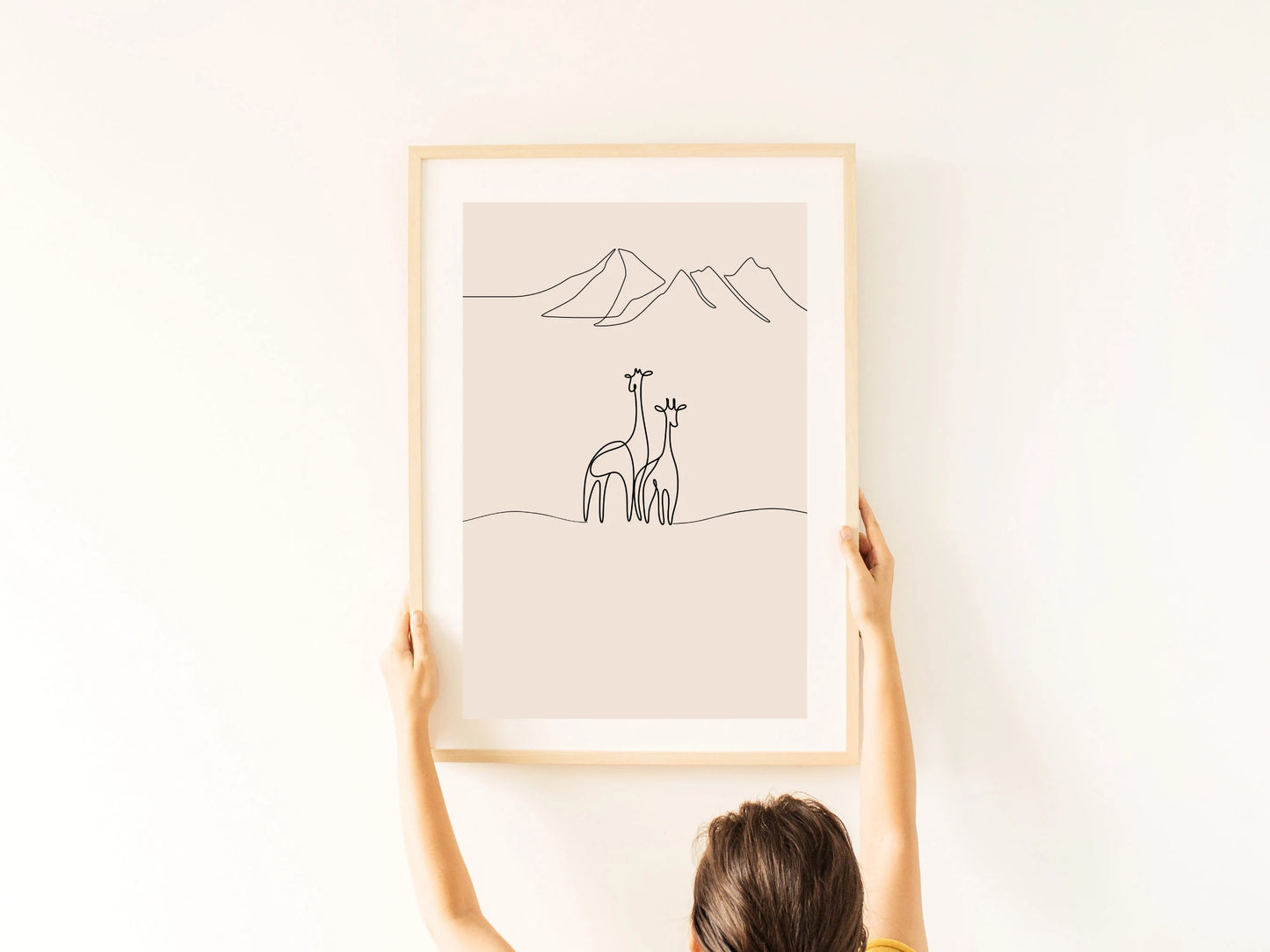 Two Giraffes-Animal Line Art Drawing- Gender neutral