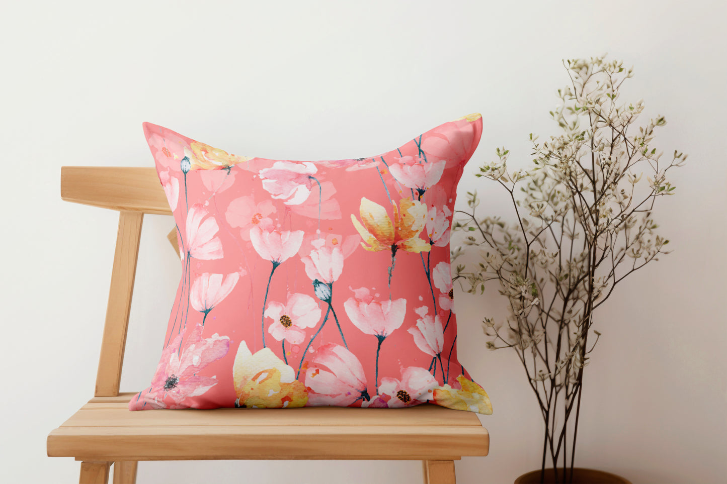 Seamless Pattern Poppies Pillow- Soft or Linen