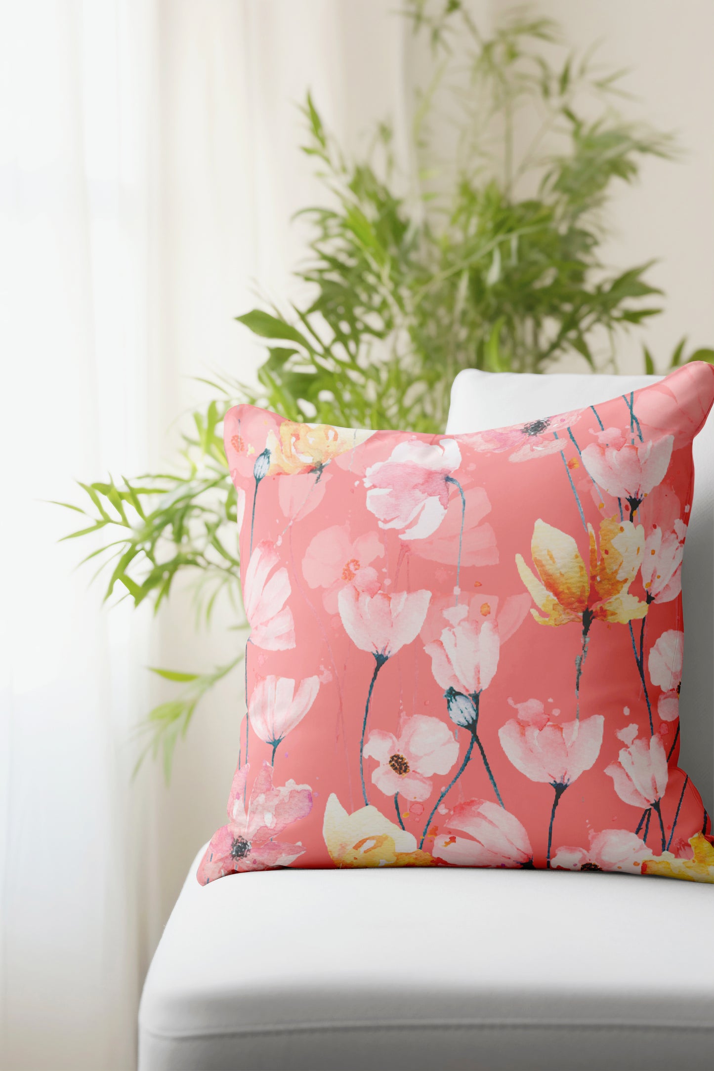 Seamless Pattern Poppies Pillow- Soft or Linen