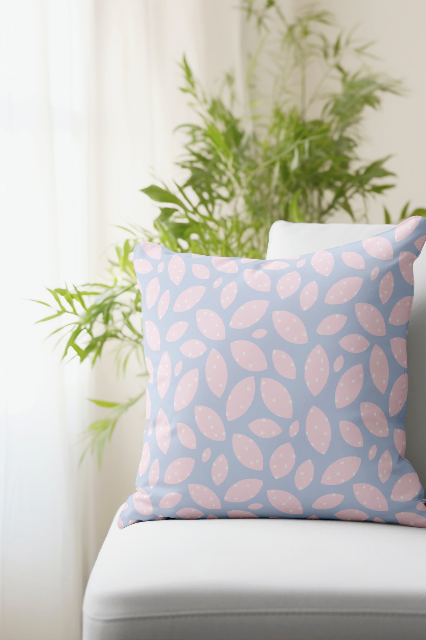 Leaves Dots Pattern Cute Pastel Color Pillow- Soft or Linen