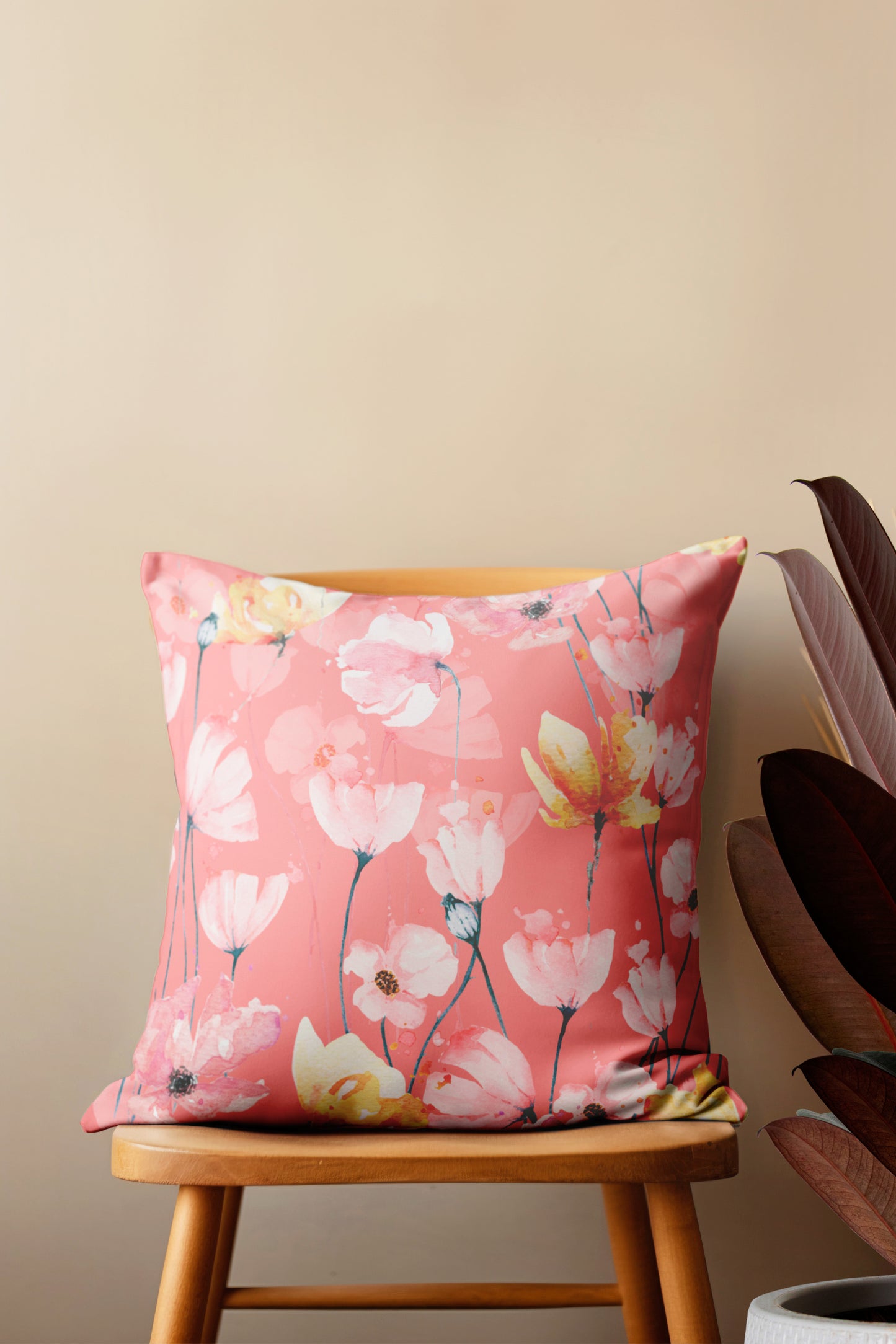 Seamless Pattern Poppies Pillow- Soft or Linen