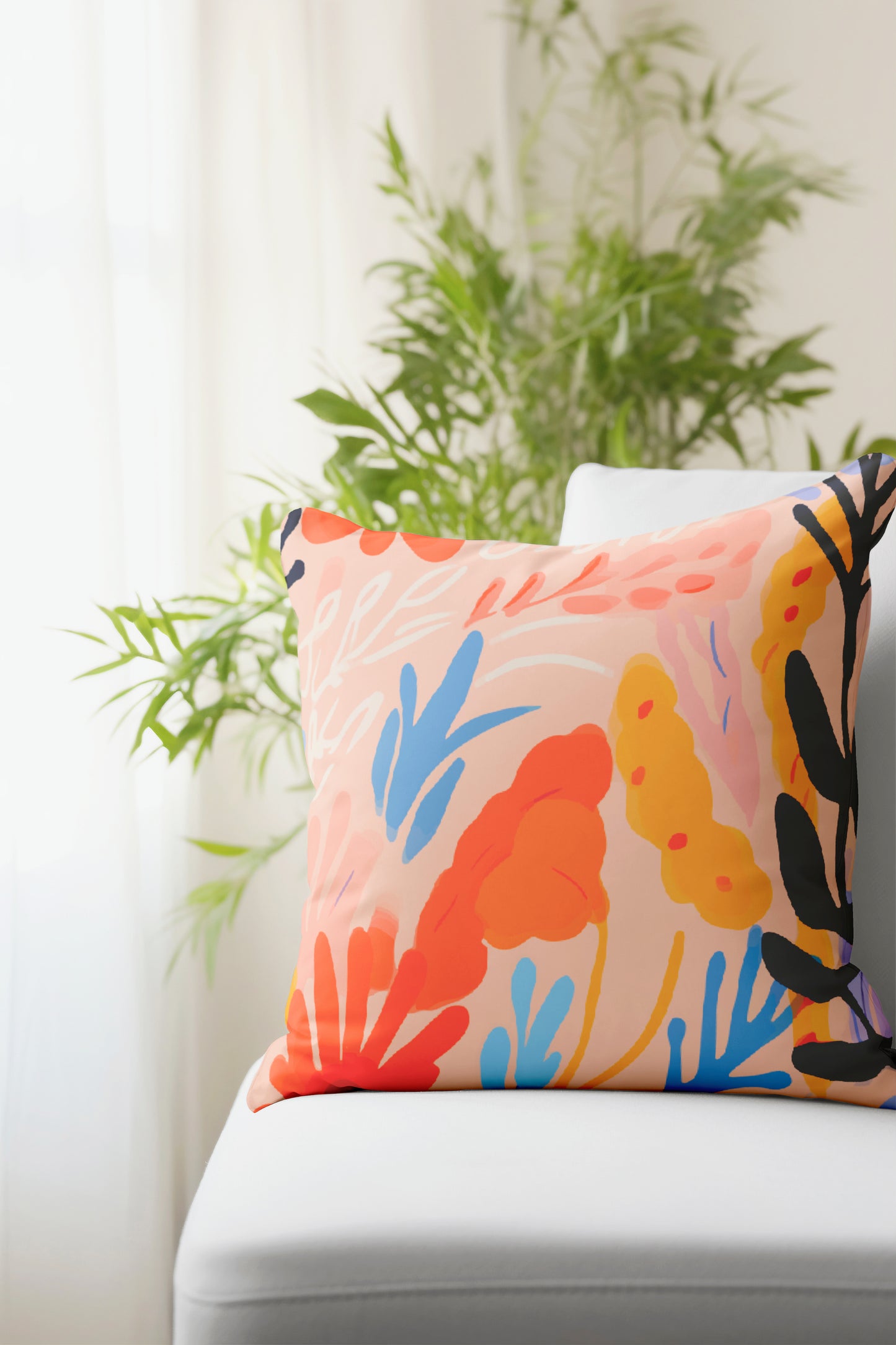 Hand Drawn Ethnic Bright Abstract Pillow- Soft or Linen