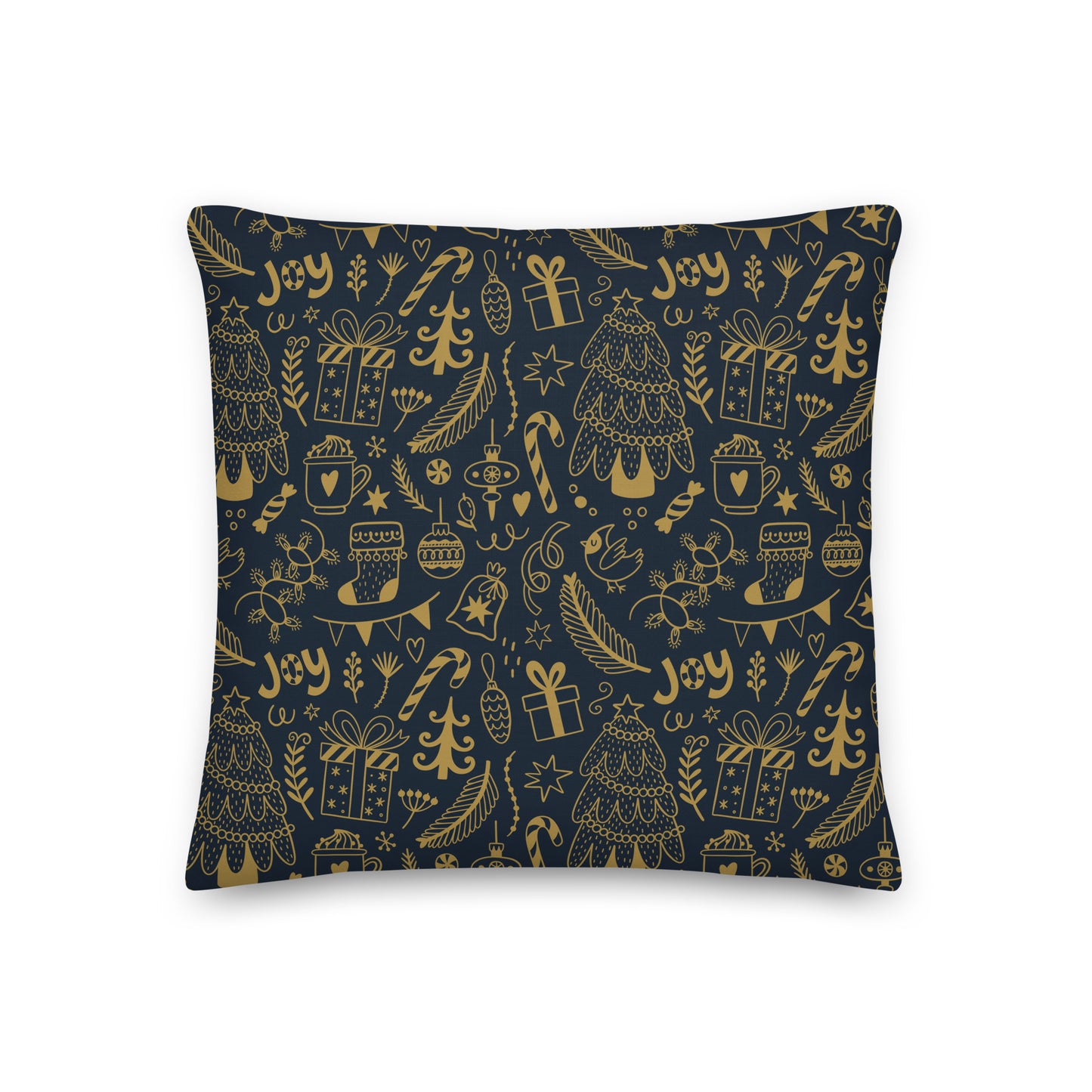 Christmas Pillow- navy and gold- Soft Or Linen