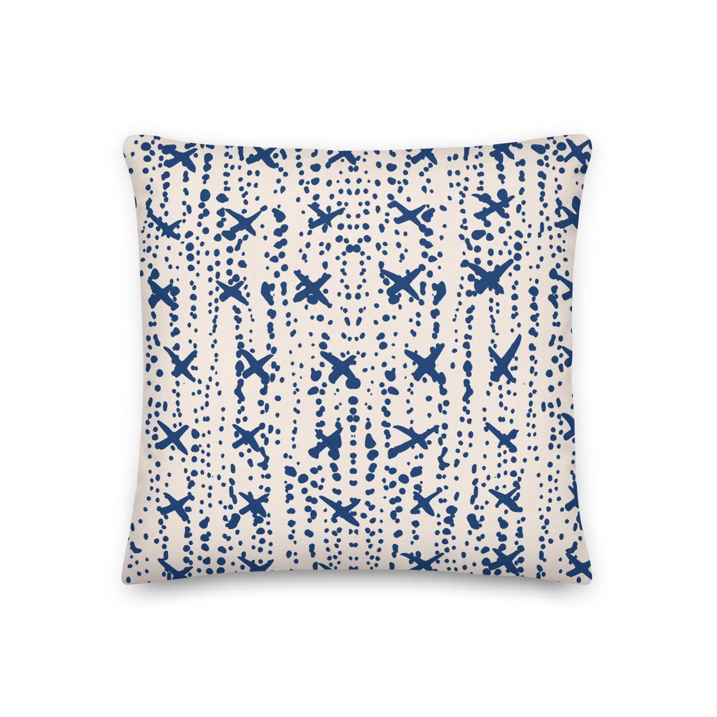 Blue Planes in Dots Premium Pillow- Soft or Linen