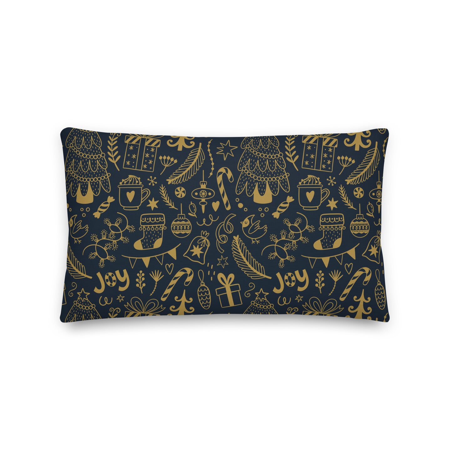 Christmas Pillow- navy and gold- Soft Or Linen