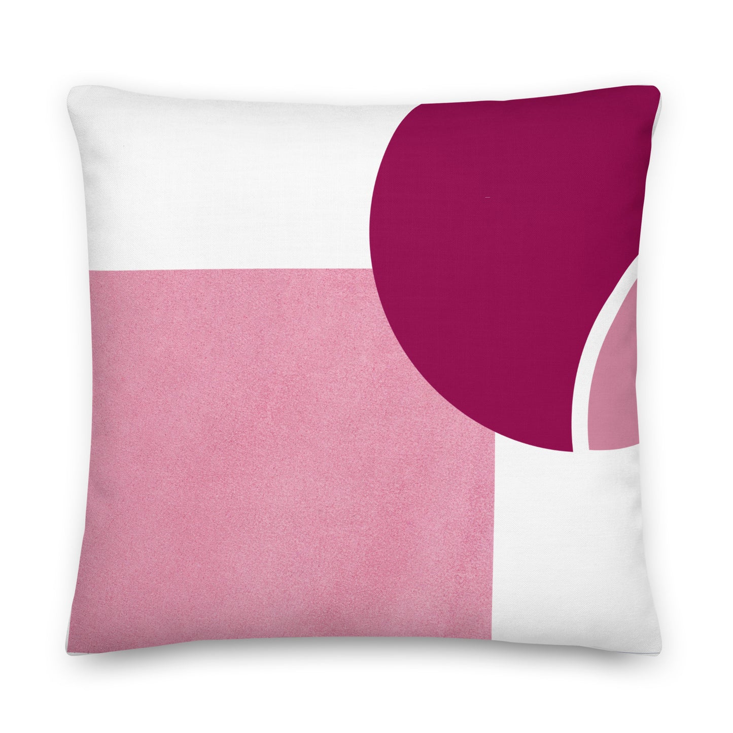 Pink and White Color Block Pillow- Soft of Linen