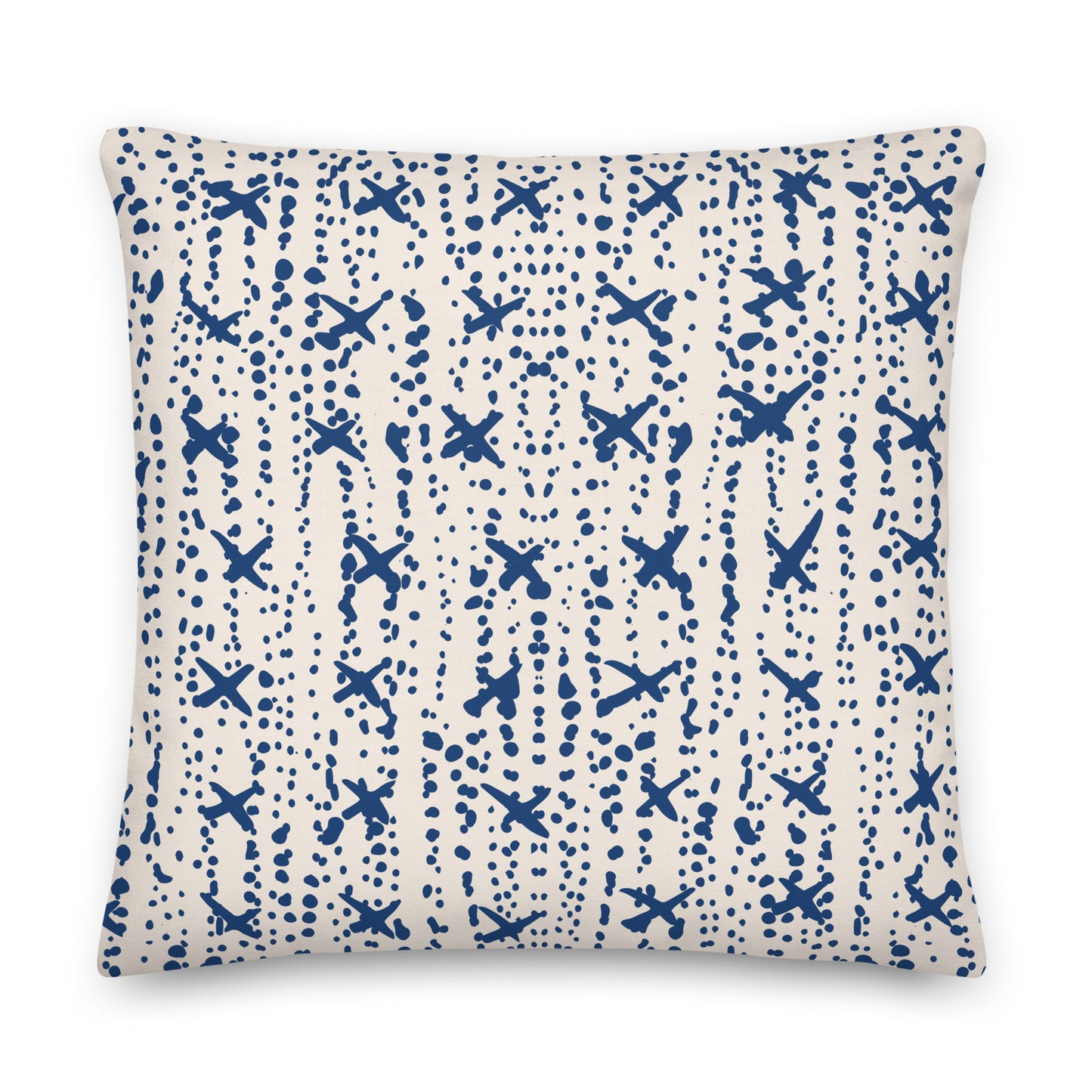 Blue Planes in Dots Premium Pillow- Soft or Linen