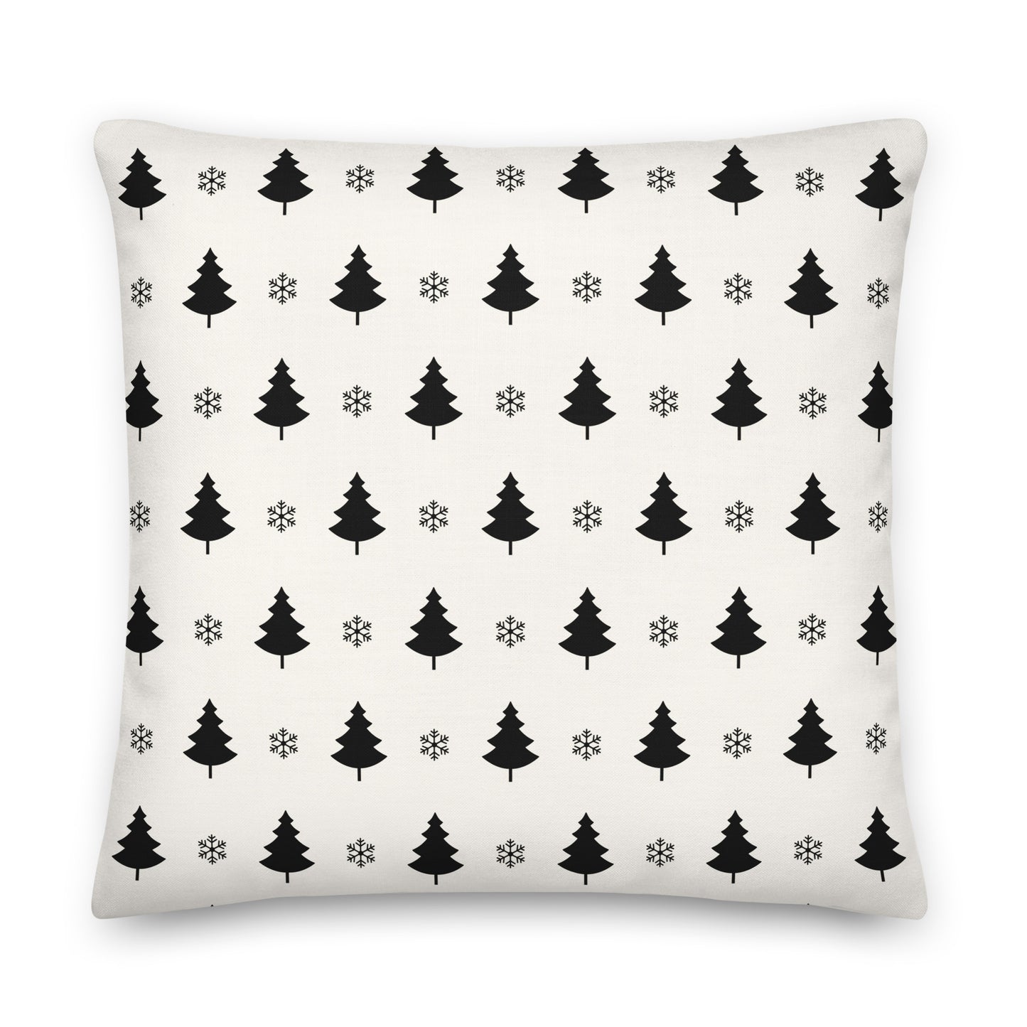 Christmas Pillow- black and white trees and snowflakes- Soft Or Linen