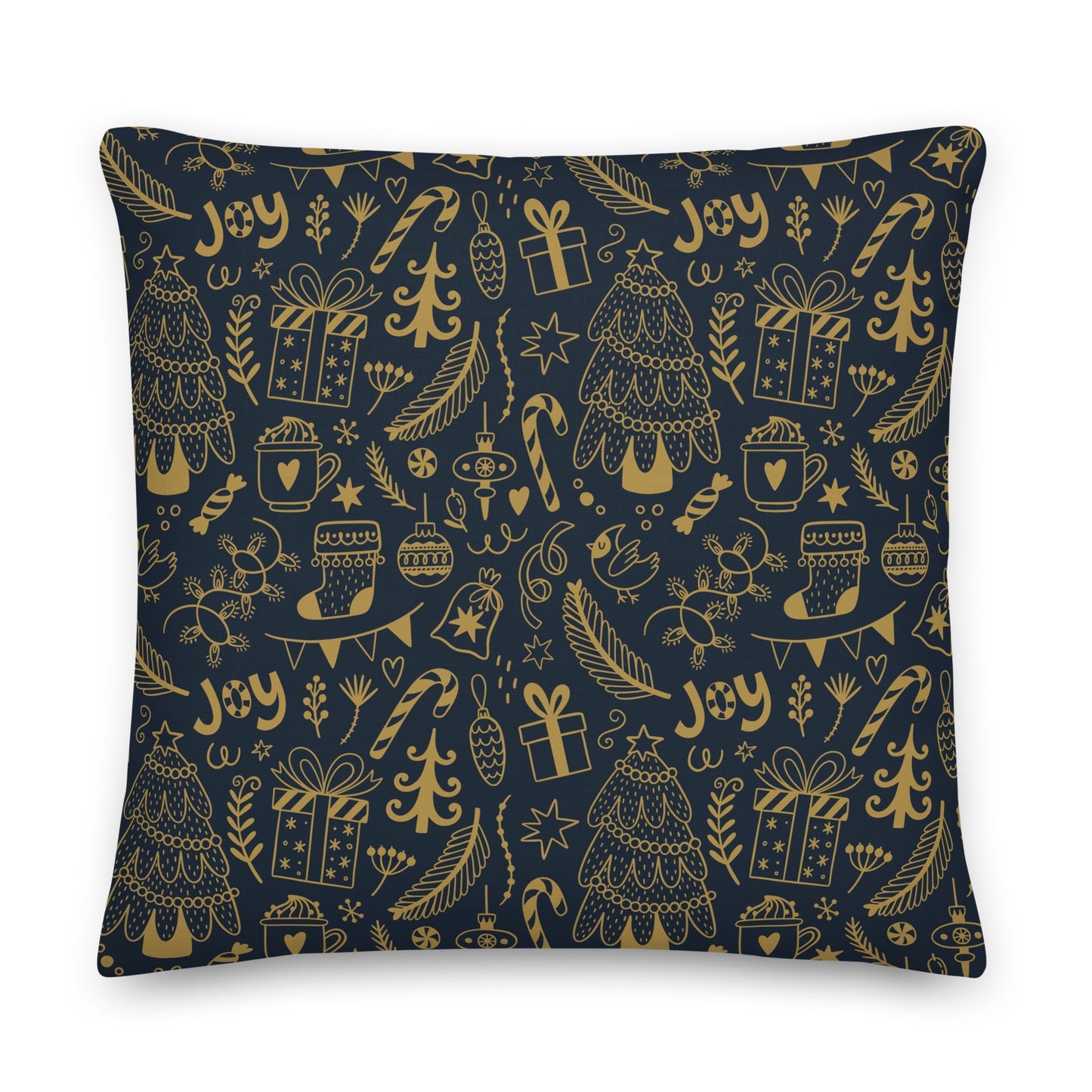 Christmas Pillow- navy and gold- Soft Or Linen