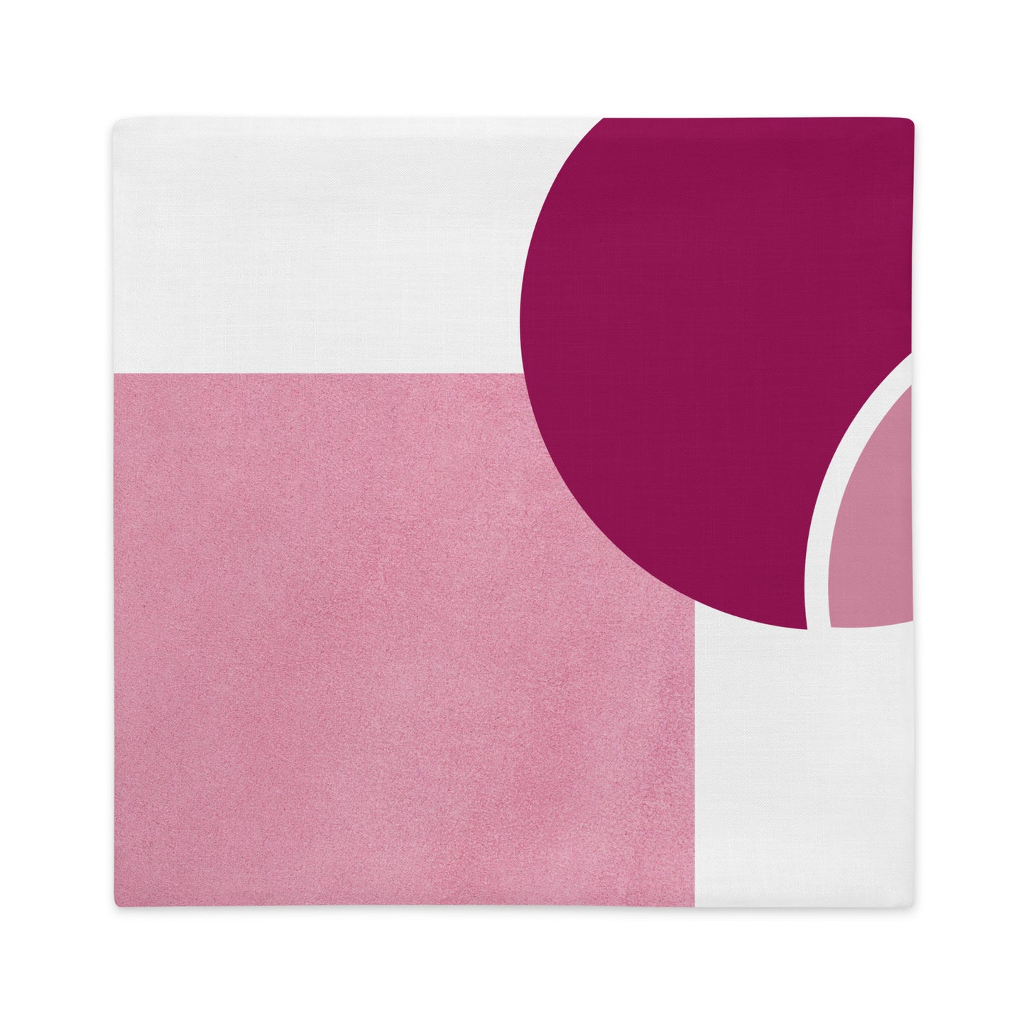 Pink and White Color Block Pillow- Soft of Linen