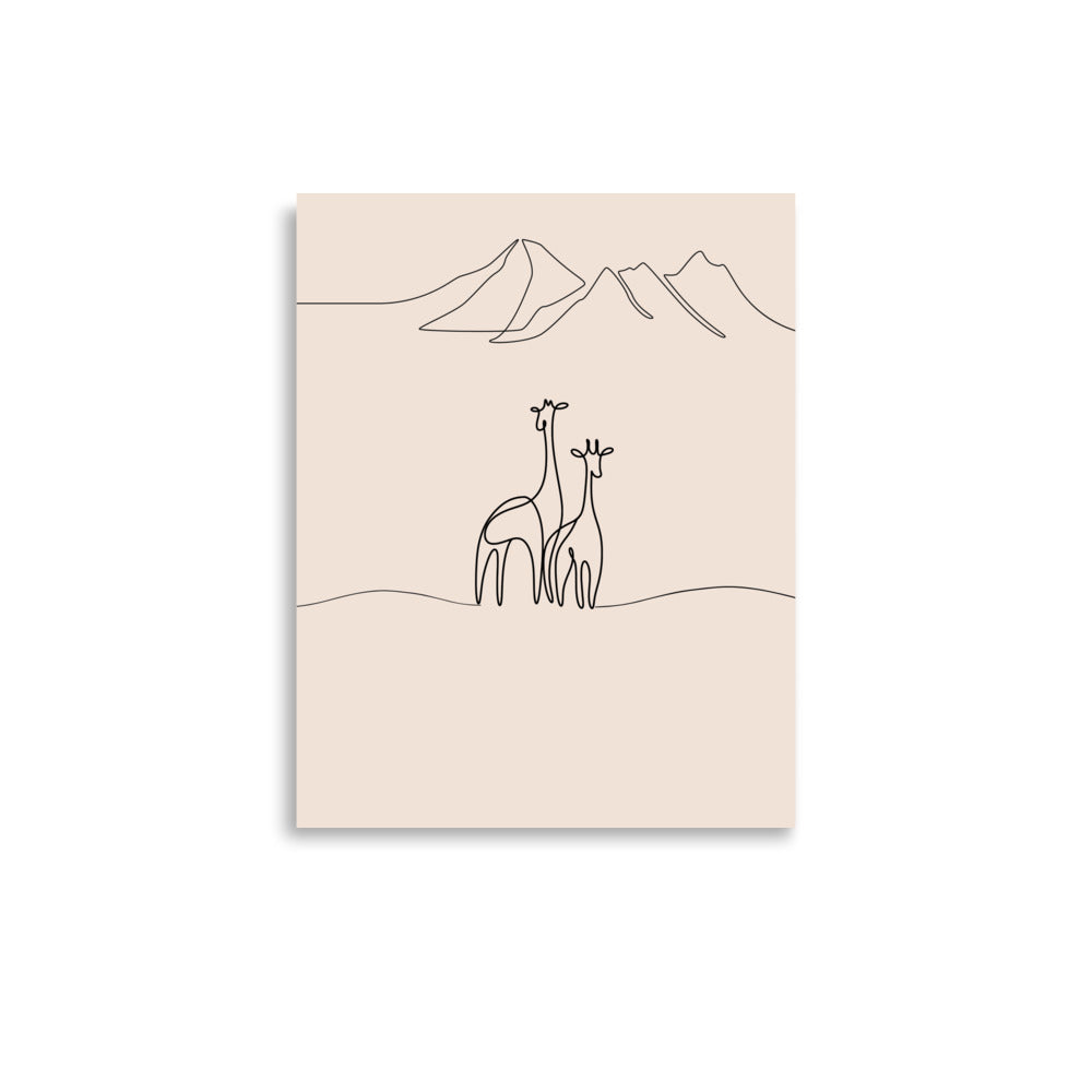 Two Giraffes-Animal Line Art Drawing- Gender neutral