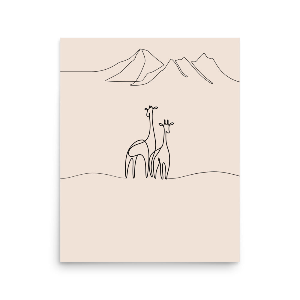 Two Giraffes-Animal Line Art Drawing- Gender neutral