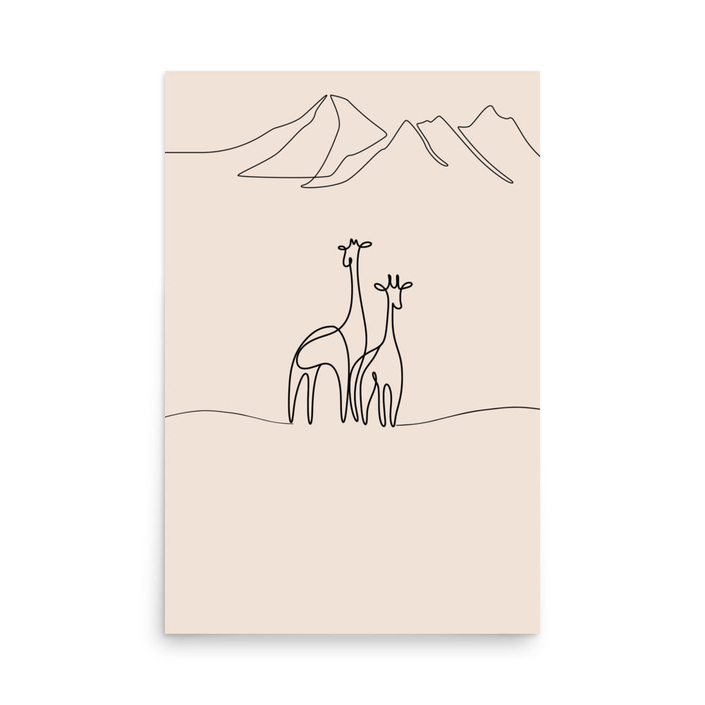 Two Giraffes-Animal Line Art Drawing- Gender neutral