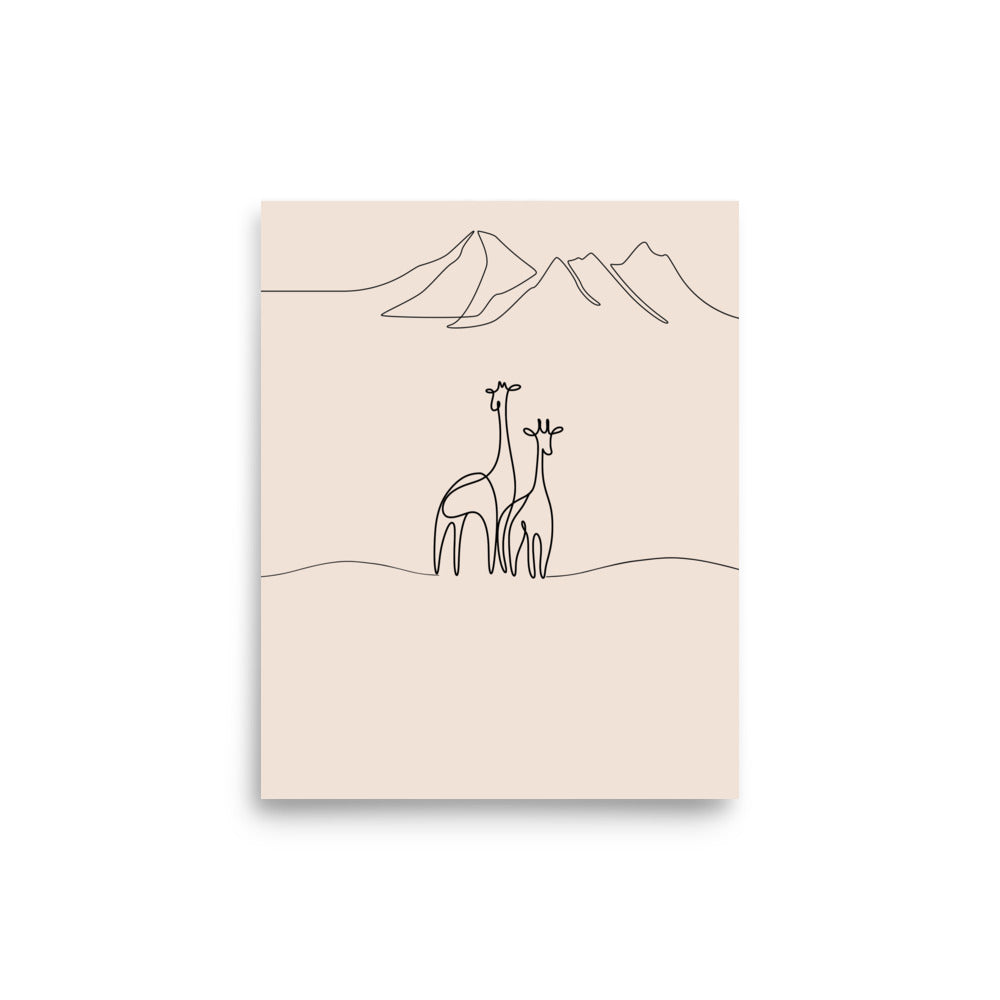 Two Giraffes-Animal Line Art Drawing- Gender neutral