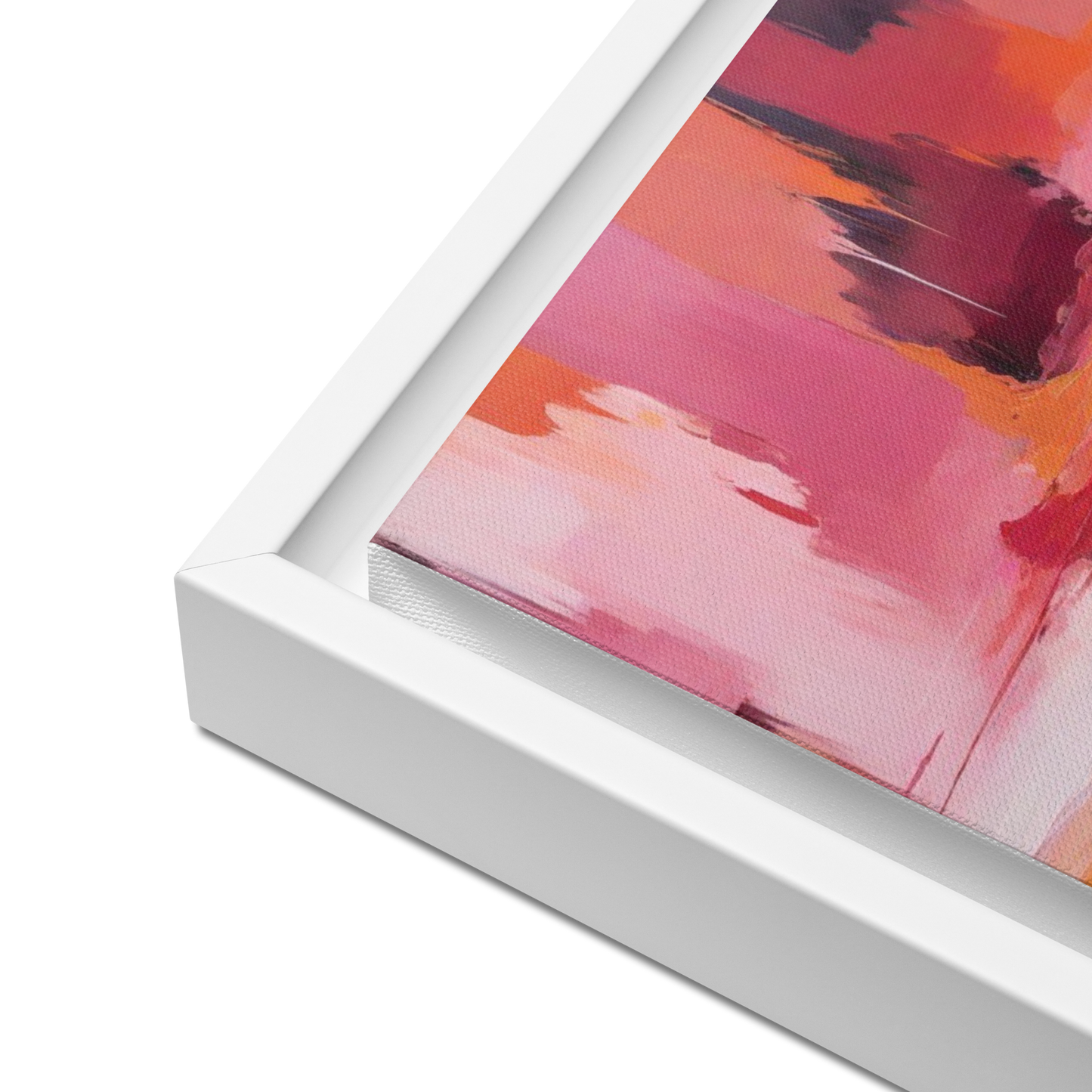 Red Orange and Lilac abstract framed canvas-1 of 2