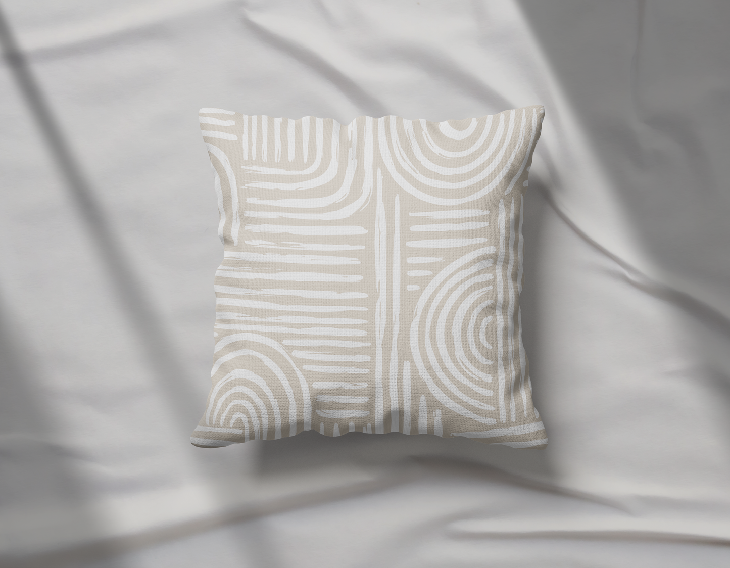 Beige and White Boho Pillow