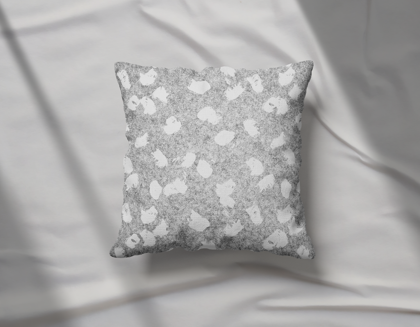 Grey & White Spots Pillow- Soft or Linen