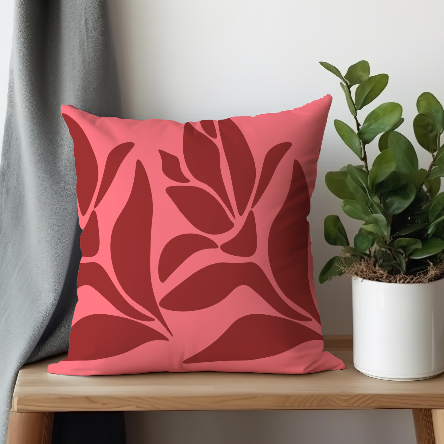 Red and Coral Matisse Inspired Pillow- Soft or Linen