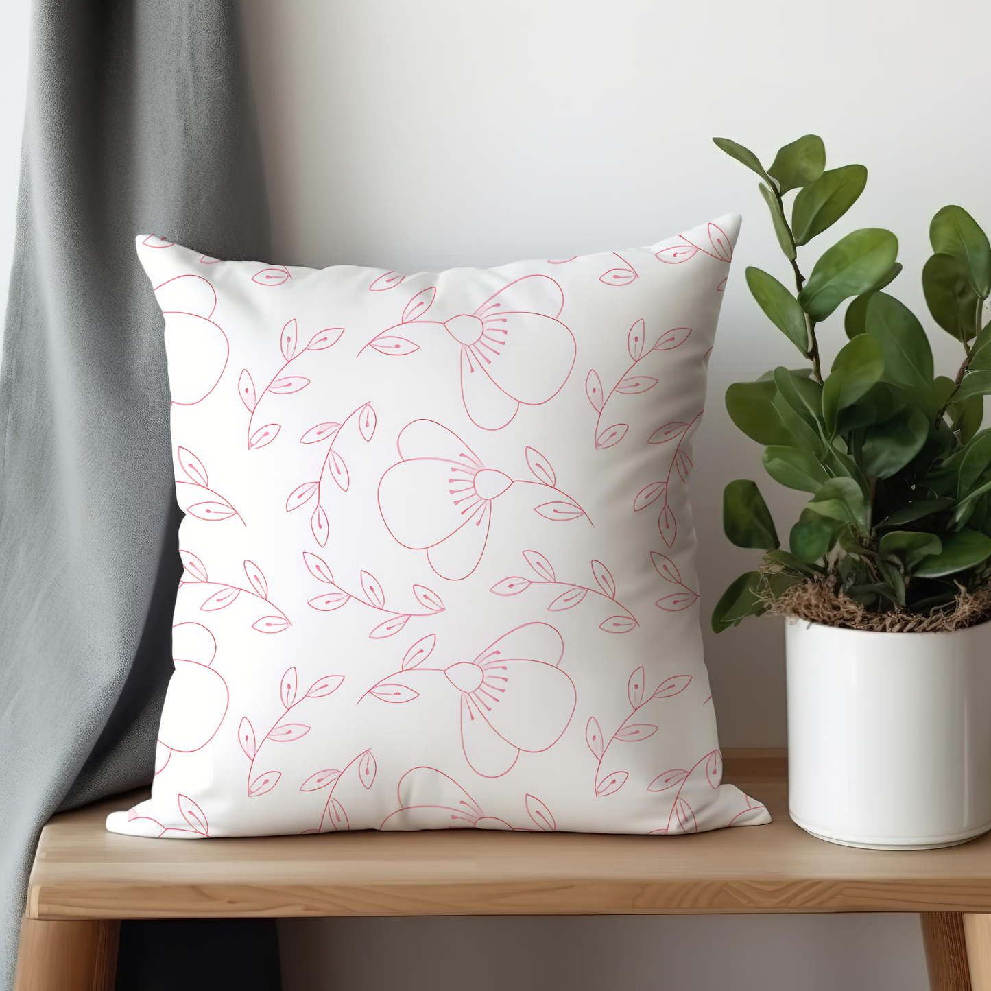 Floral Fantasy Pink Pillow- Soft or Linen