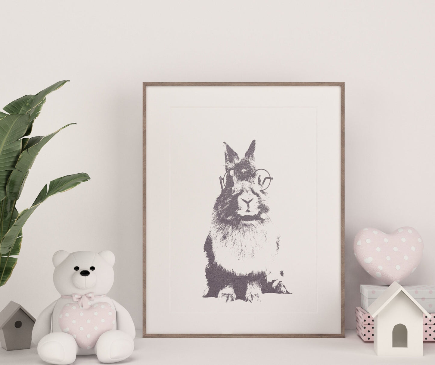 Nerd bunny, woodland animal wall art- Print Only