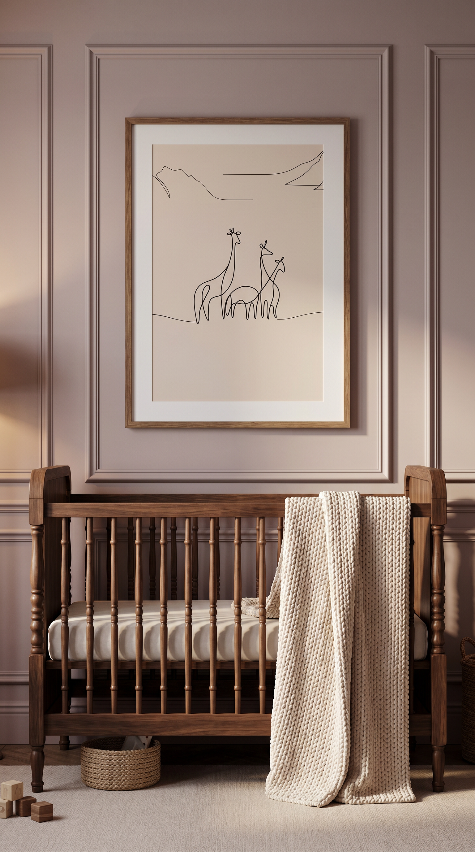 Neutral giraffe trio line art nursery wall art minimalist baby room decor