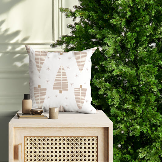 Neutral Christmas pillow- tree and stars- Soft Or Linen