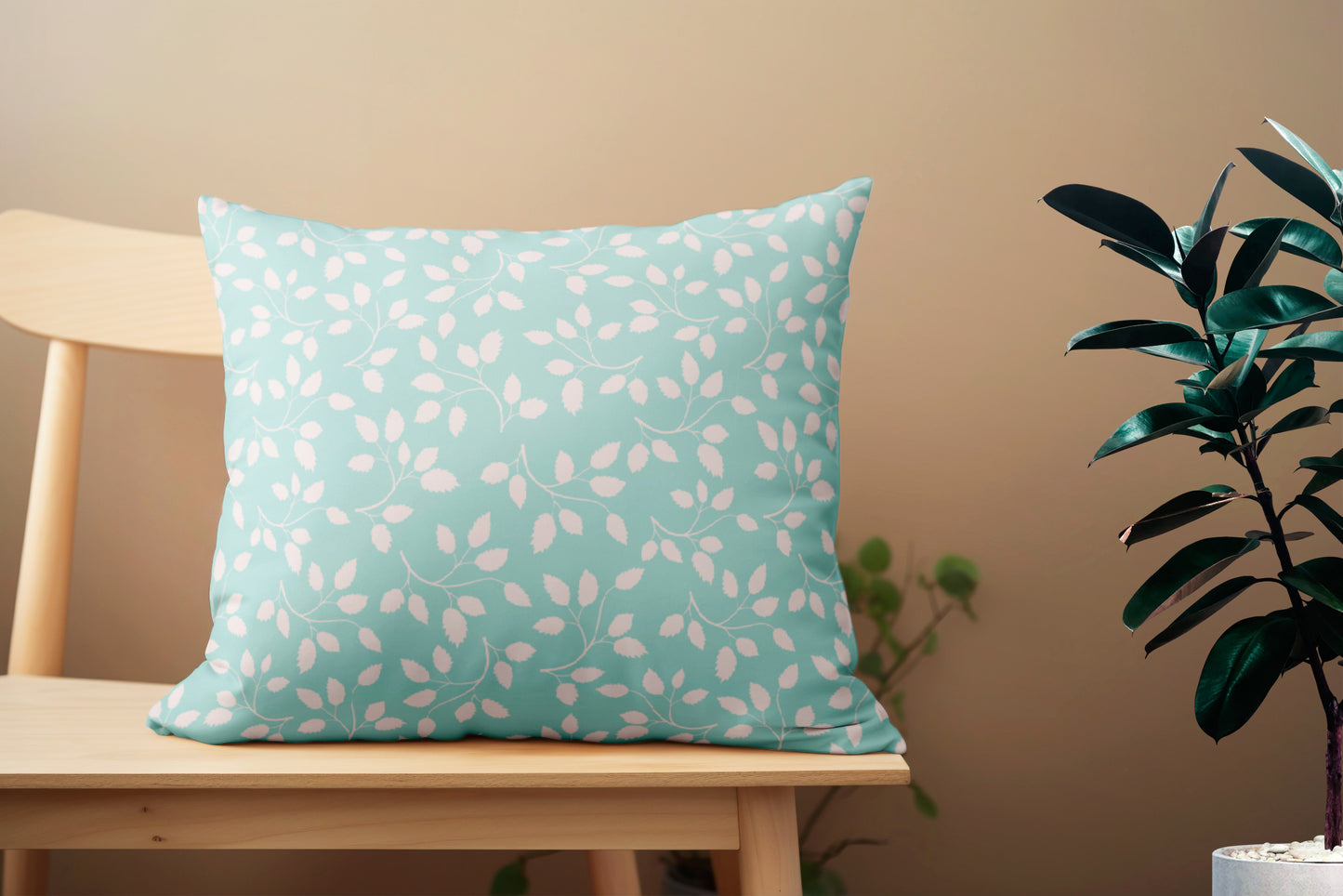 Seamless Vintage Pattern With Leaves Pillow- Soft or Linen