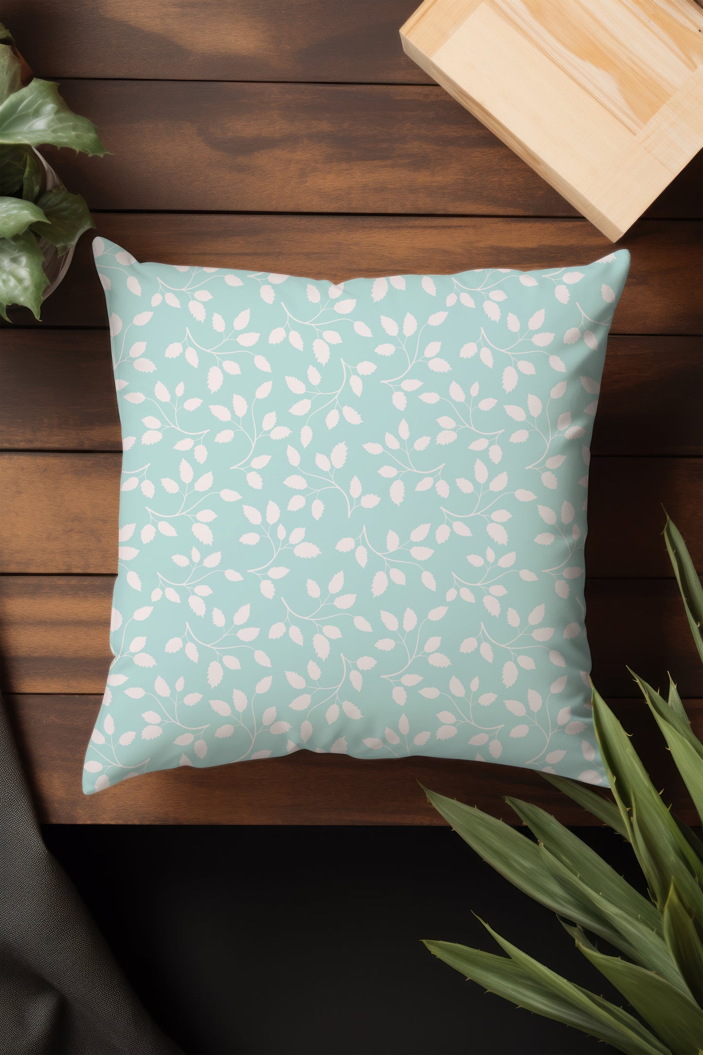 Seamless Vintage Pattern With Leaves Pillow- Soft or Linen