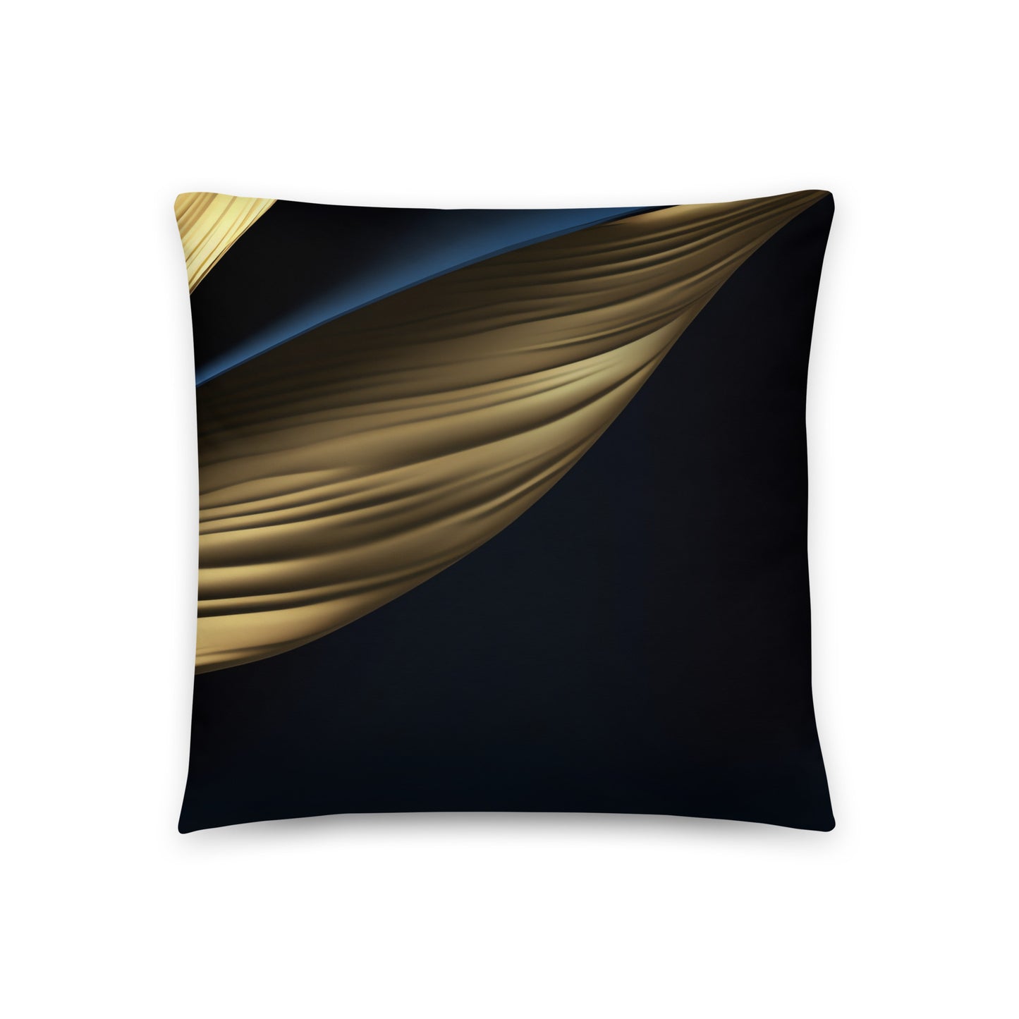 Fluid Forms Black, Blue, and Gold Pillow