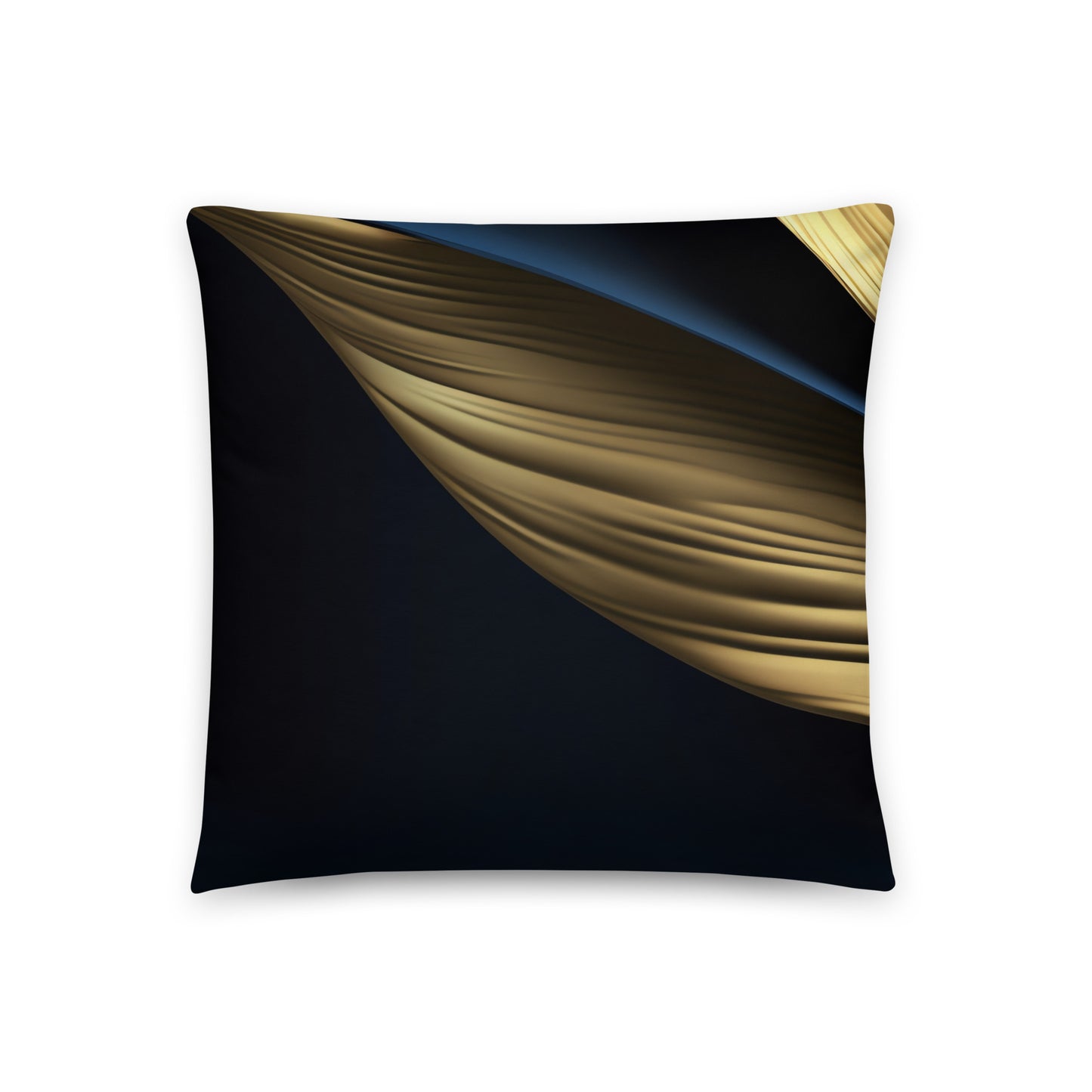 Fluid Forms Black, Blue, and Gold Pillow