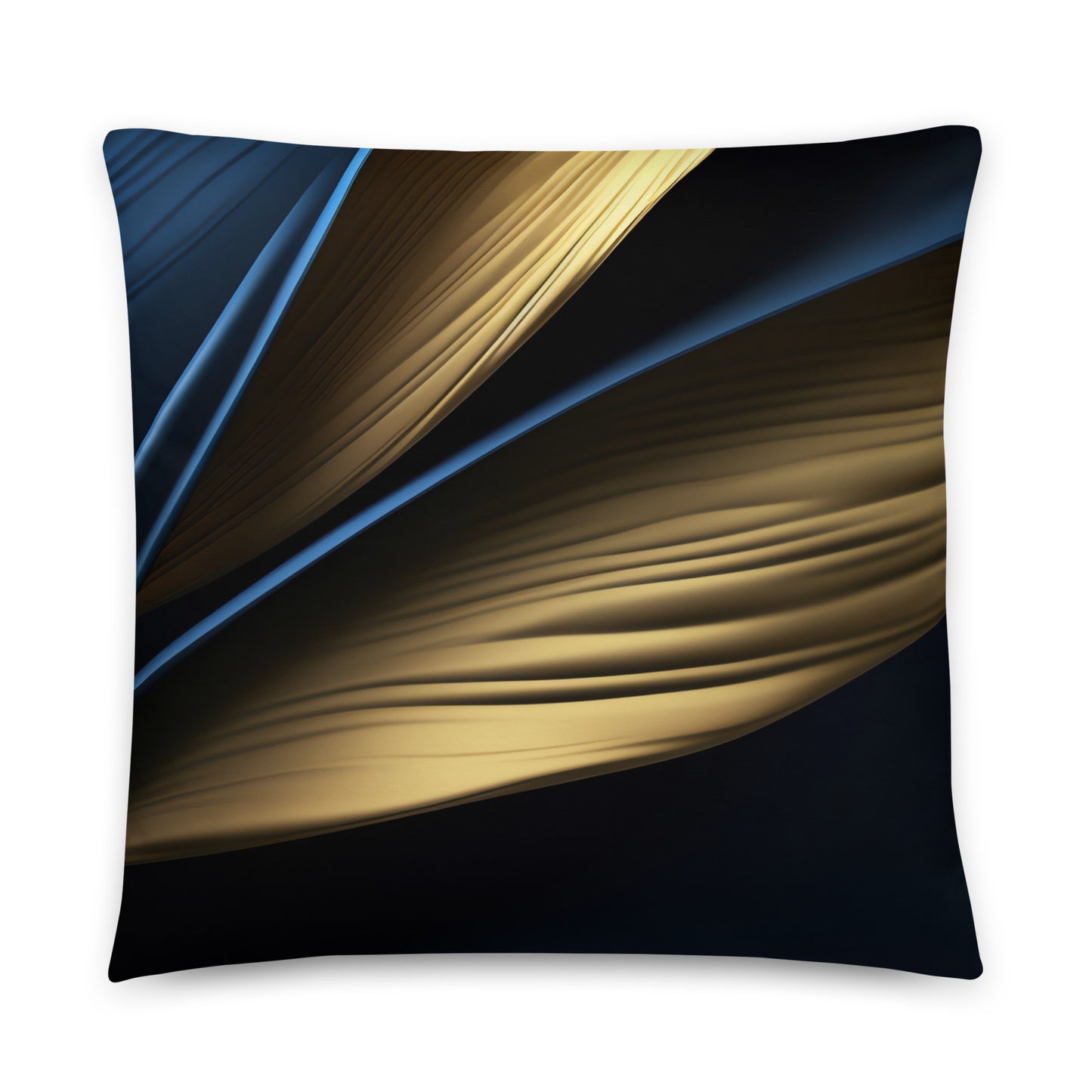 Fluid Forms Black, Blue, and Gold Pillow