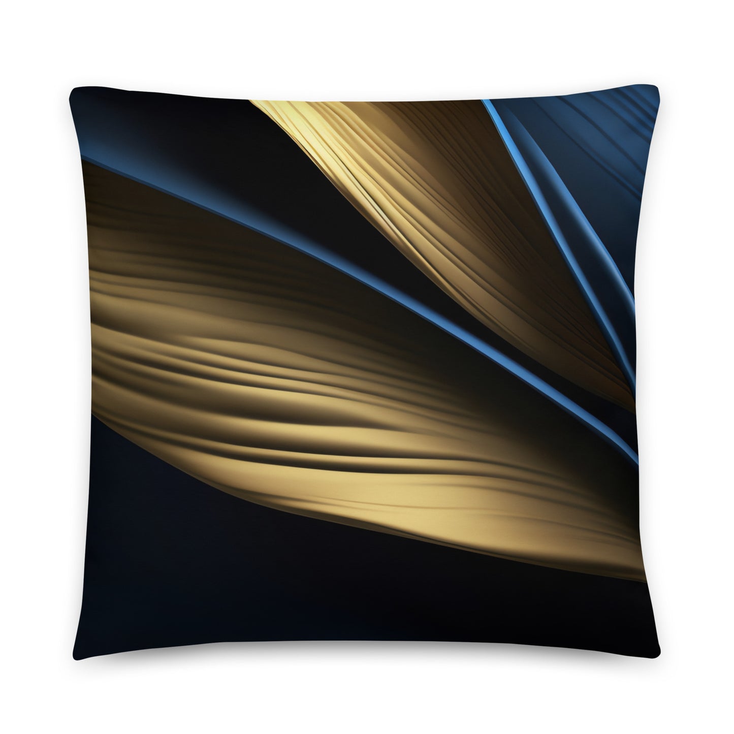 Fluid Forms Black, Blue, and Gold Pillow