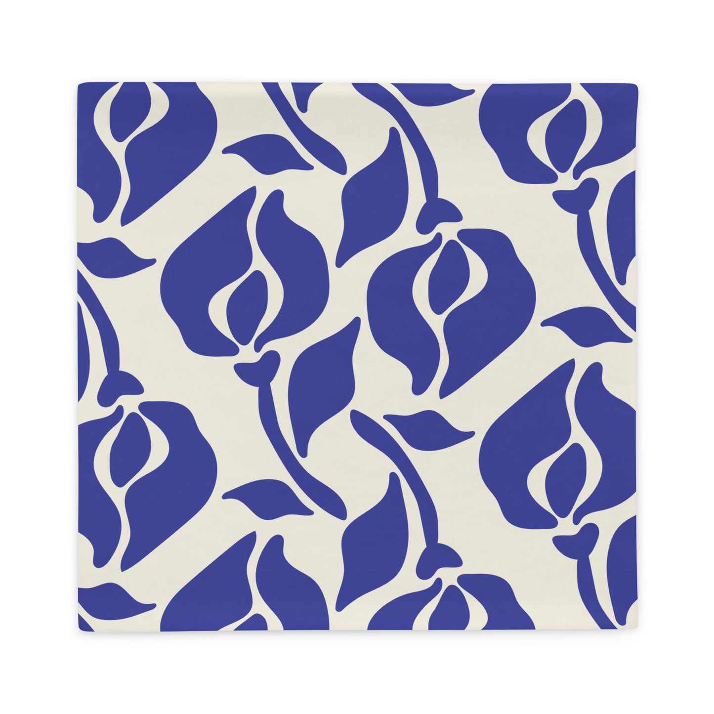 Retro Blue Abstract Floral Pillow Soft or Linen