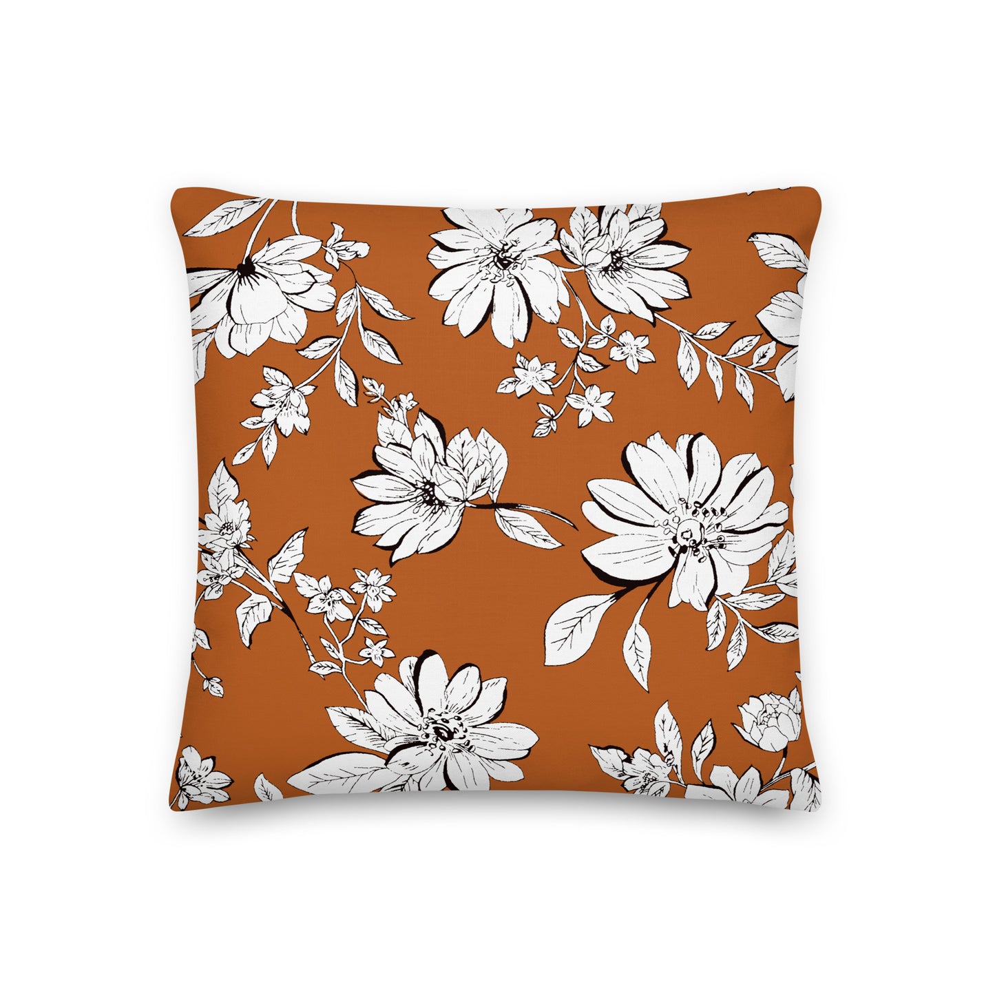 Zesty Orange Floral Pillow - Soft or Linen