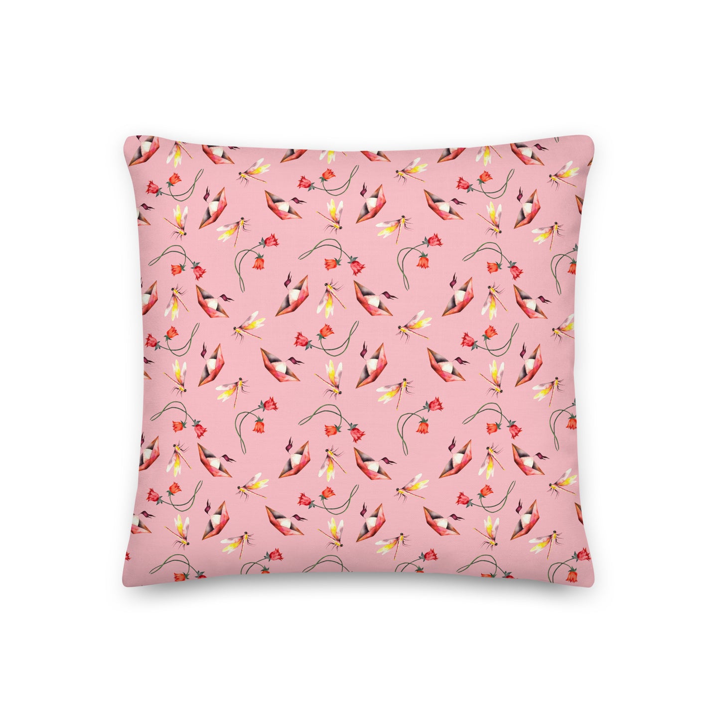 Pink Avian Garden Pillow- Soft or Linen