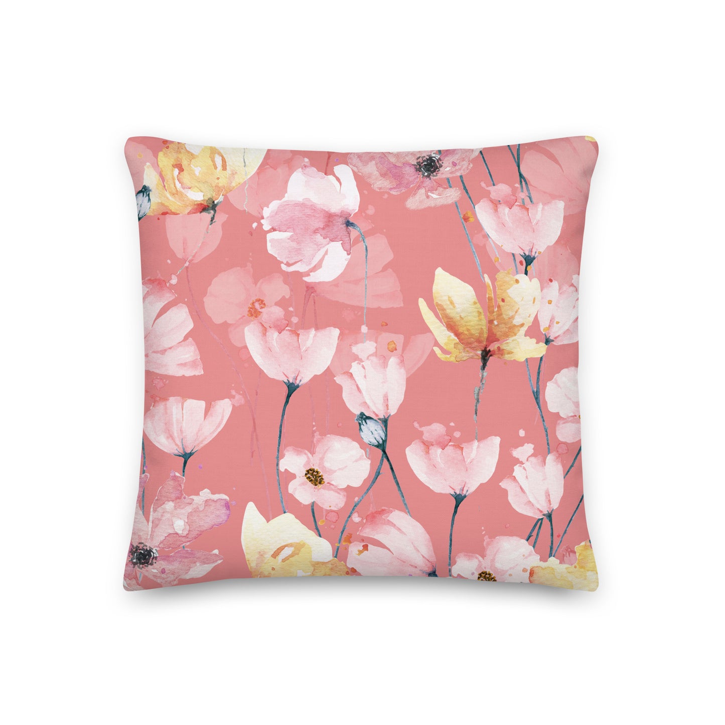 Seamless Pattern Poppies Pillow- Soft or Linen