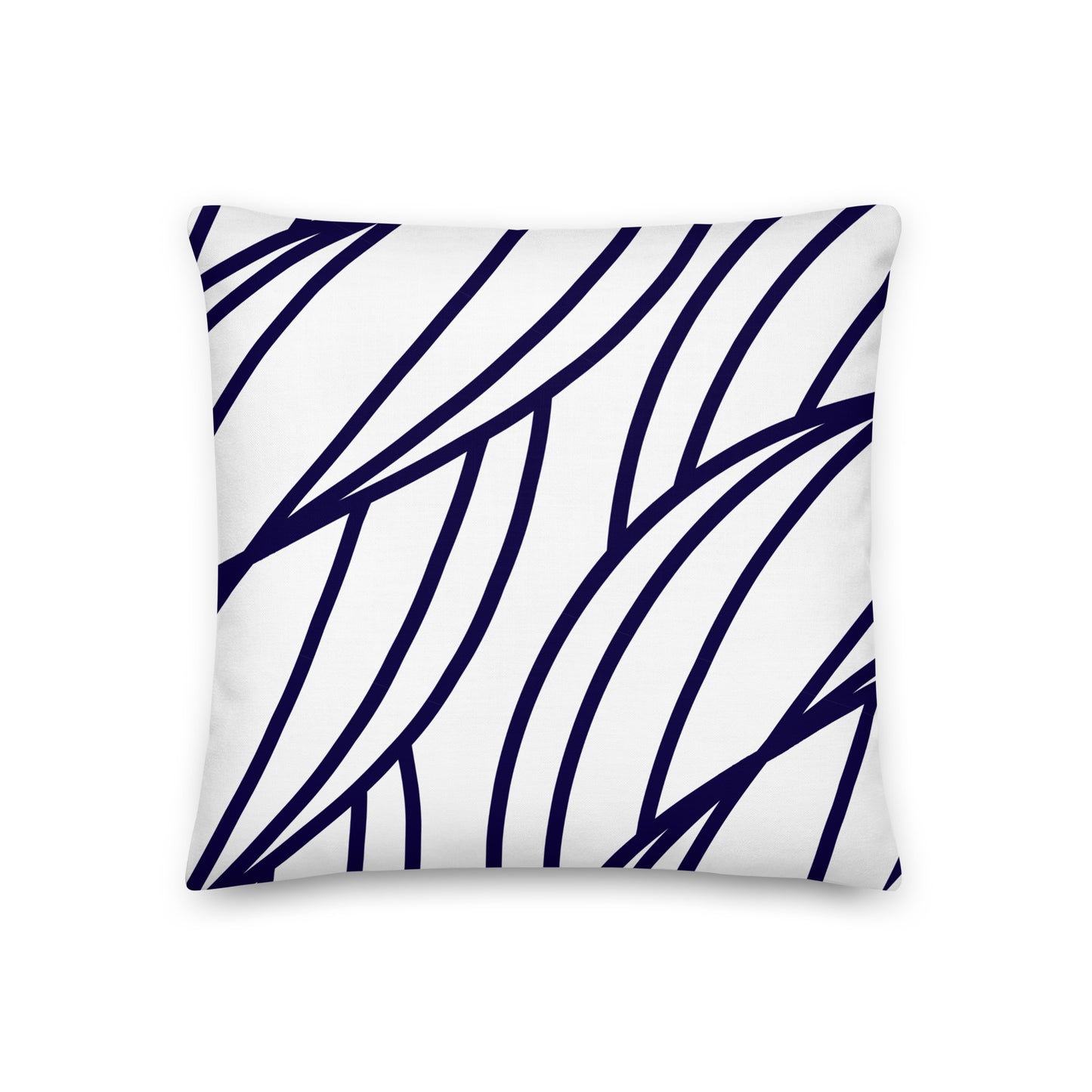 Navy and White Wavy Pattern Pillow- Soft or Linen