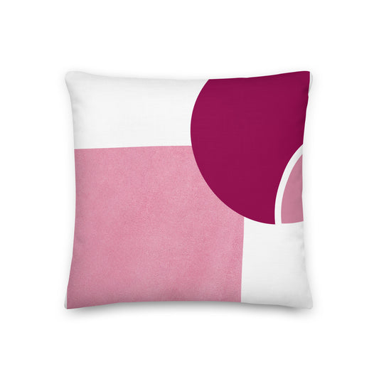 Pink and White Color Block Pillow- Soft of Linen