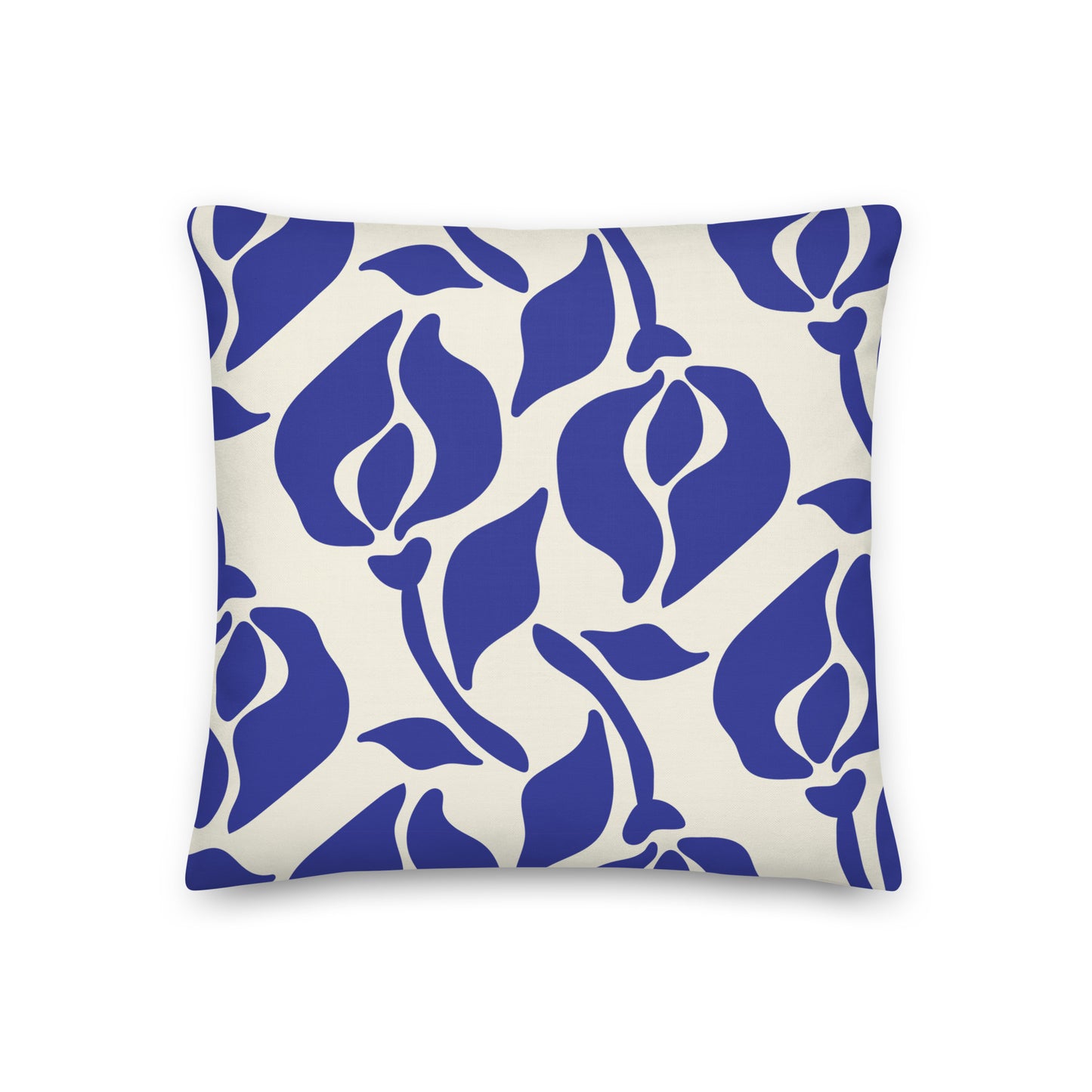 Retro Blue Abstract Floral Pillow Soft or Linen