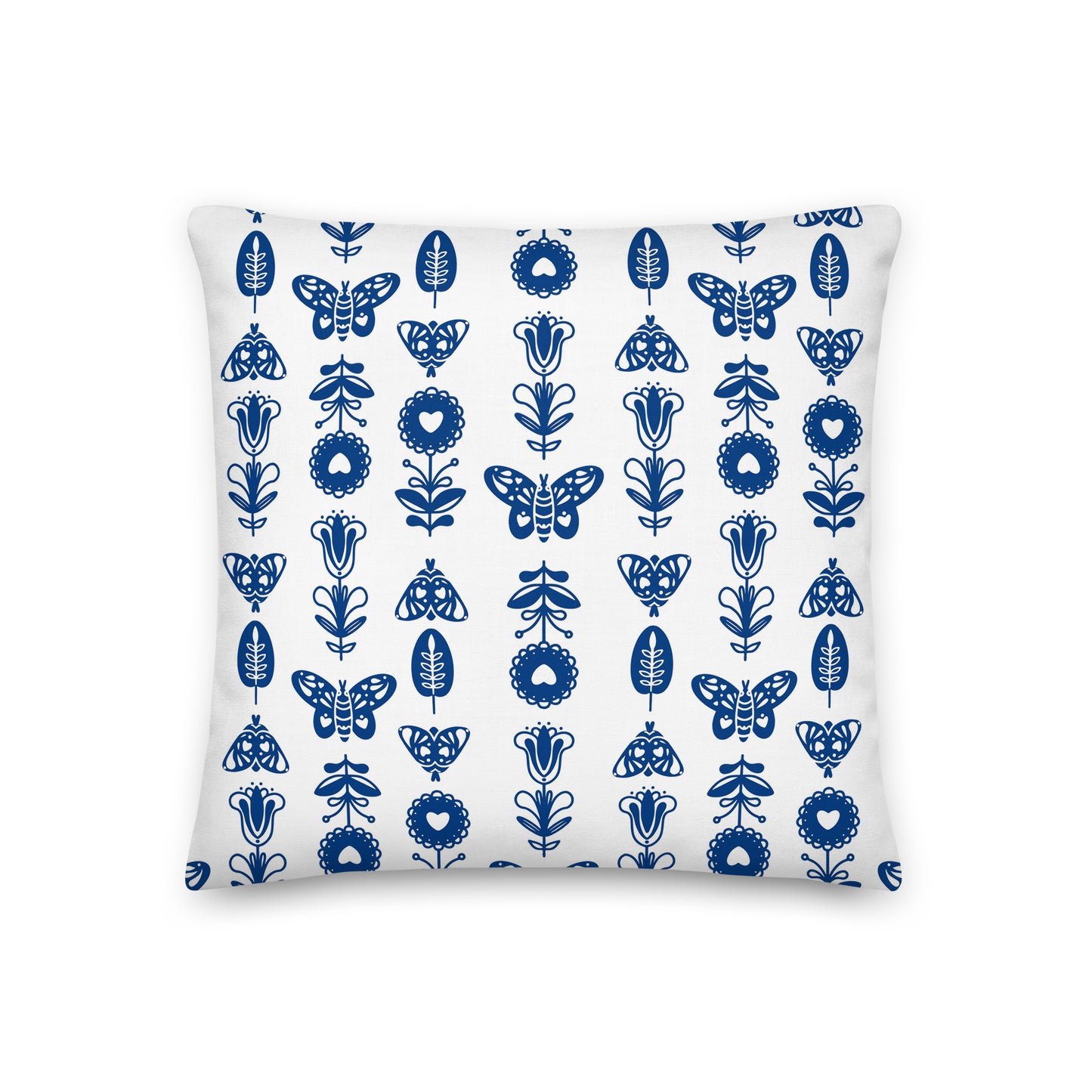 Blue Floral Elements Pillow- Soft or Linen