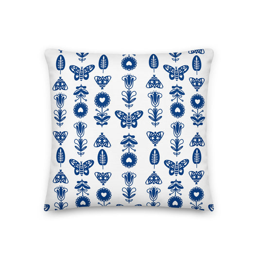 Blue Floral Elements Pillow- Soft or Linen