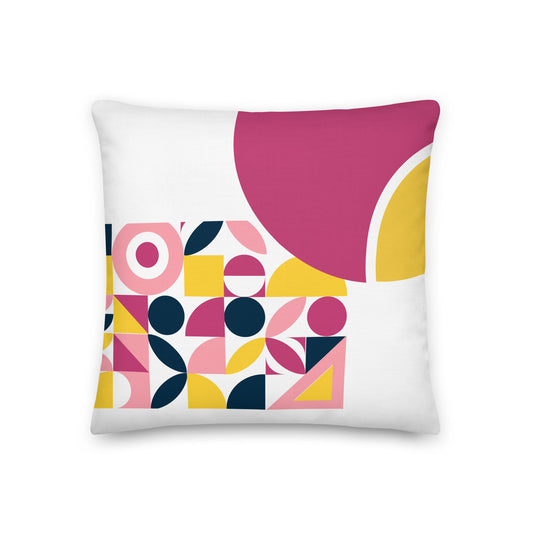 Vibrant Color Block Pink, Yellow Pillow- Soft or Linen