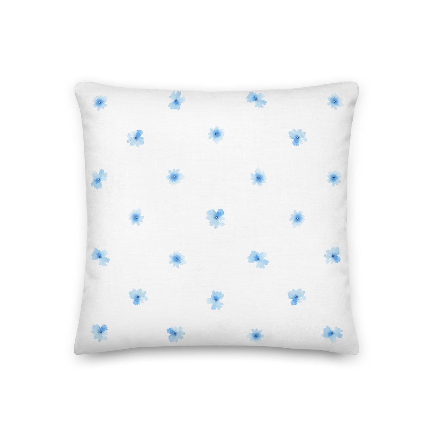 Pastel Blue Floral Pillow- Soft or Linen