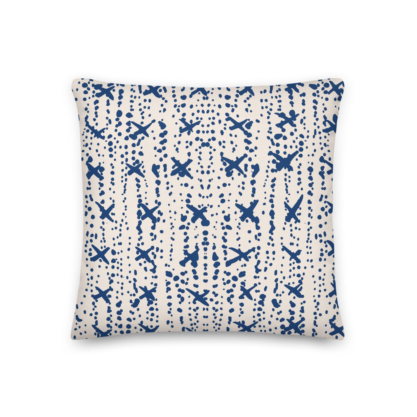 Blue Planes in Dots Premium Pillow- Soft or Linen