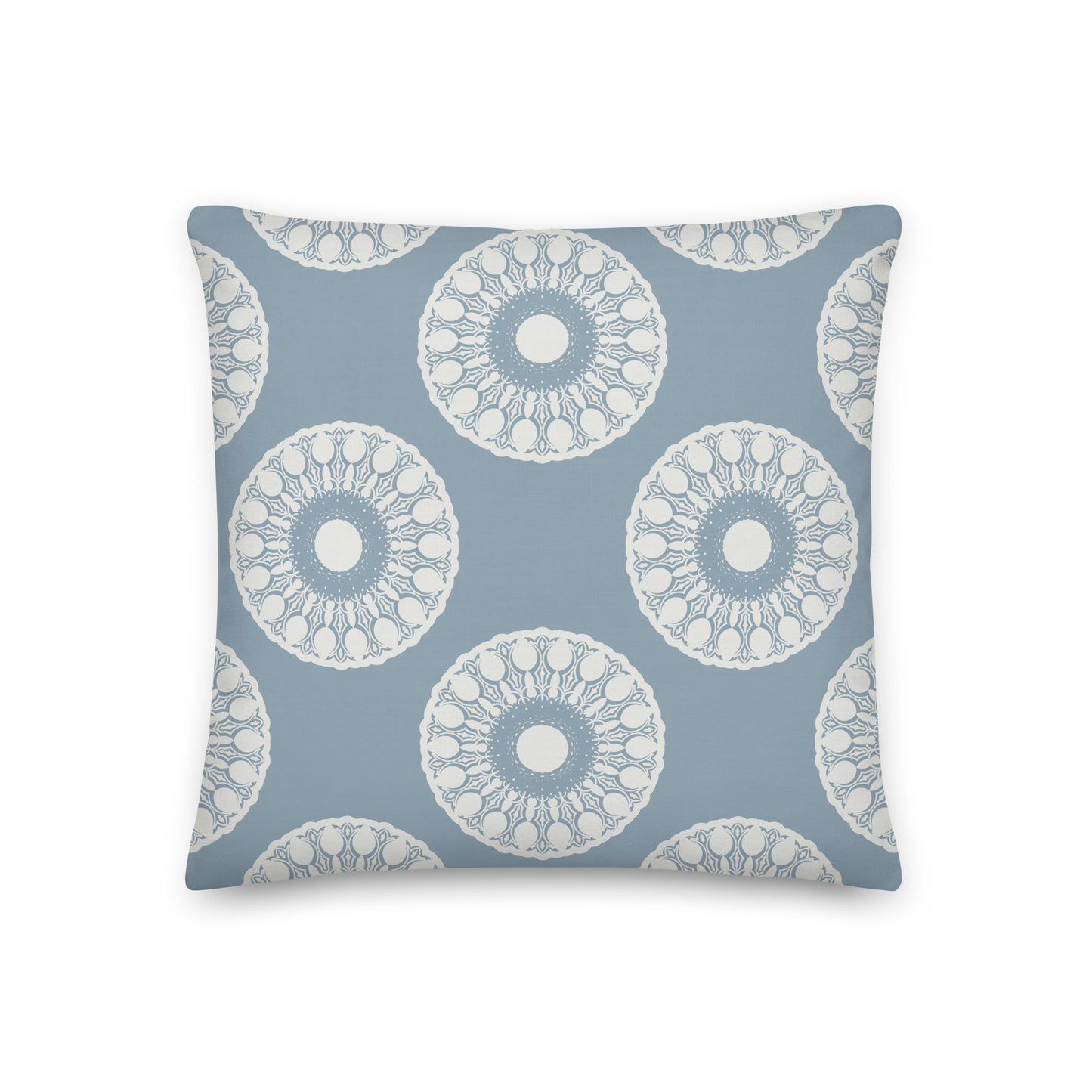 Blue and Cream Circles Premium Pillow-Soft or Linen