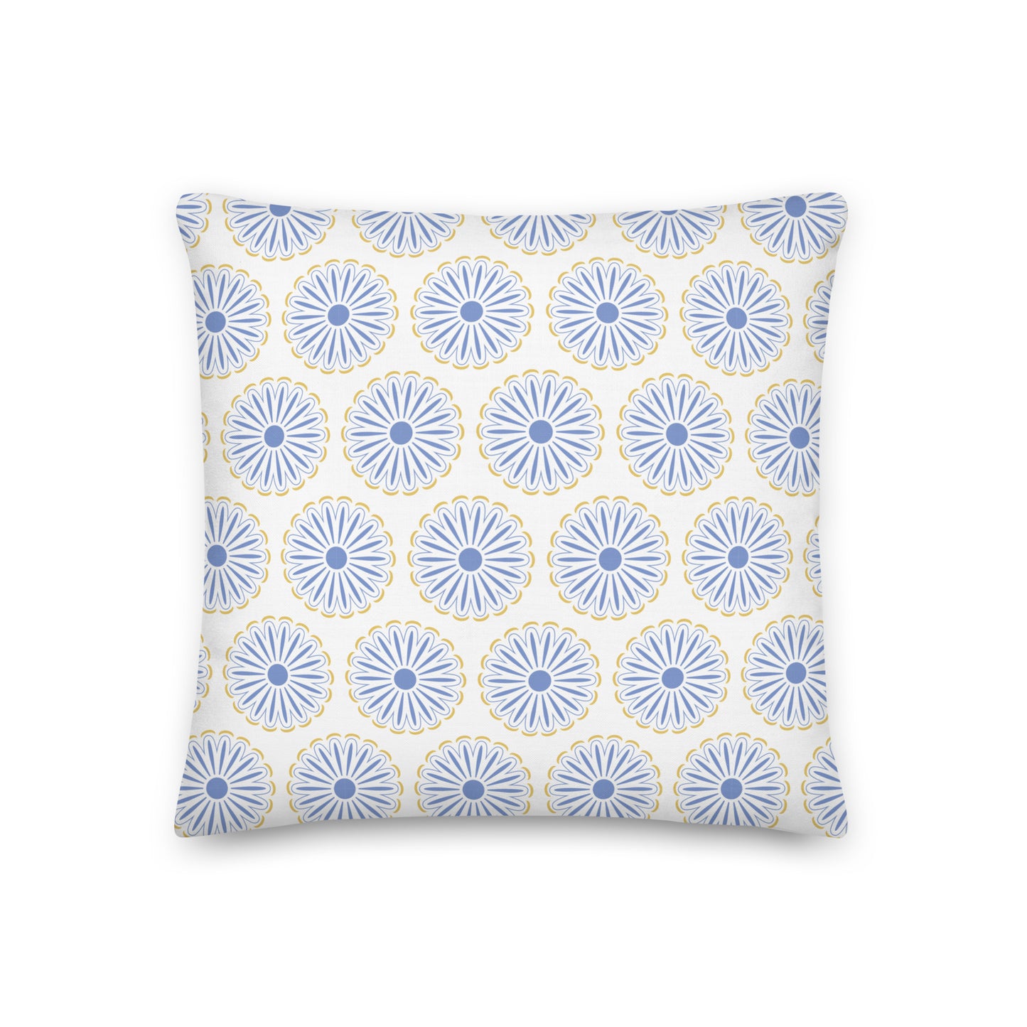 Light Blue and Yellow Flowers Premium Pillow-Soft or Linen