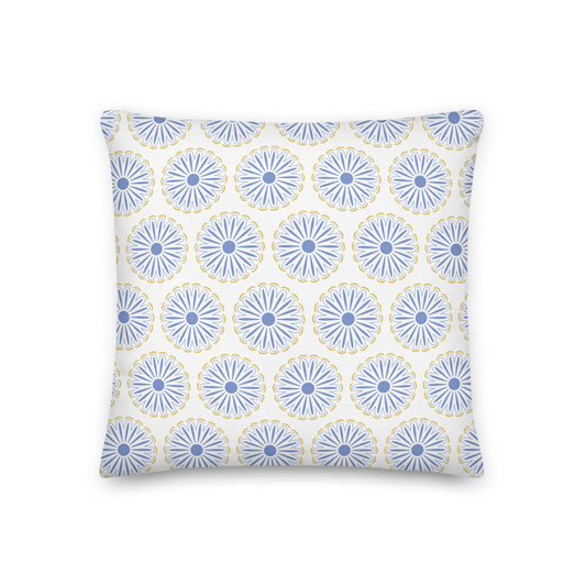 Light Blue and Yellow Flowers Premium Pillow-Soft or Linen