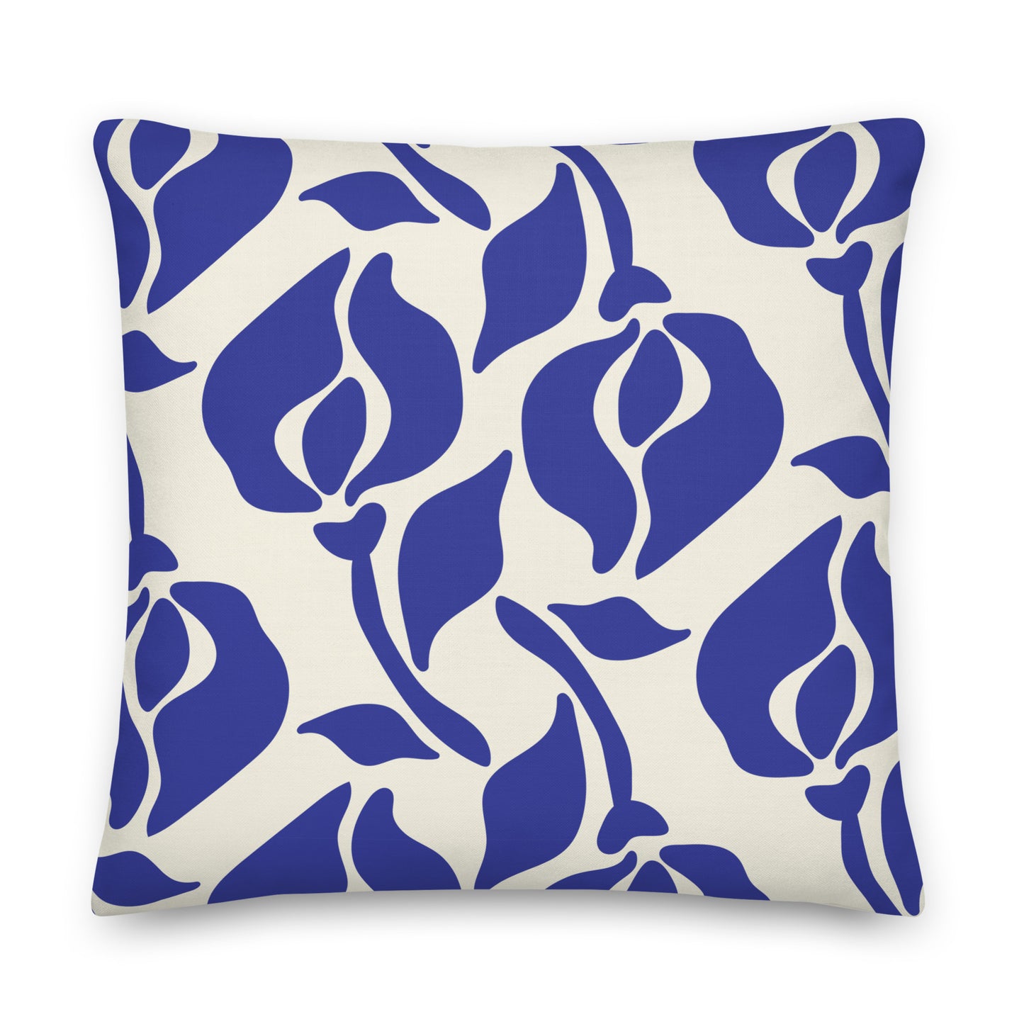 Retro Blue Abstract Floral Pillow Soft or Linen